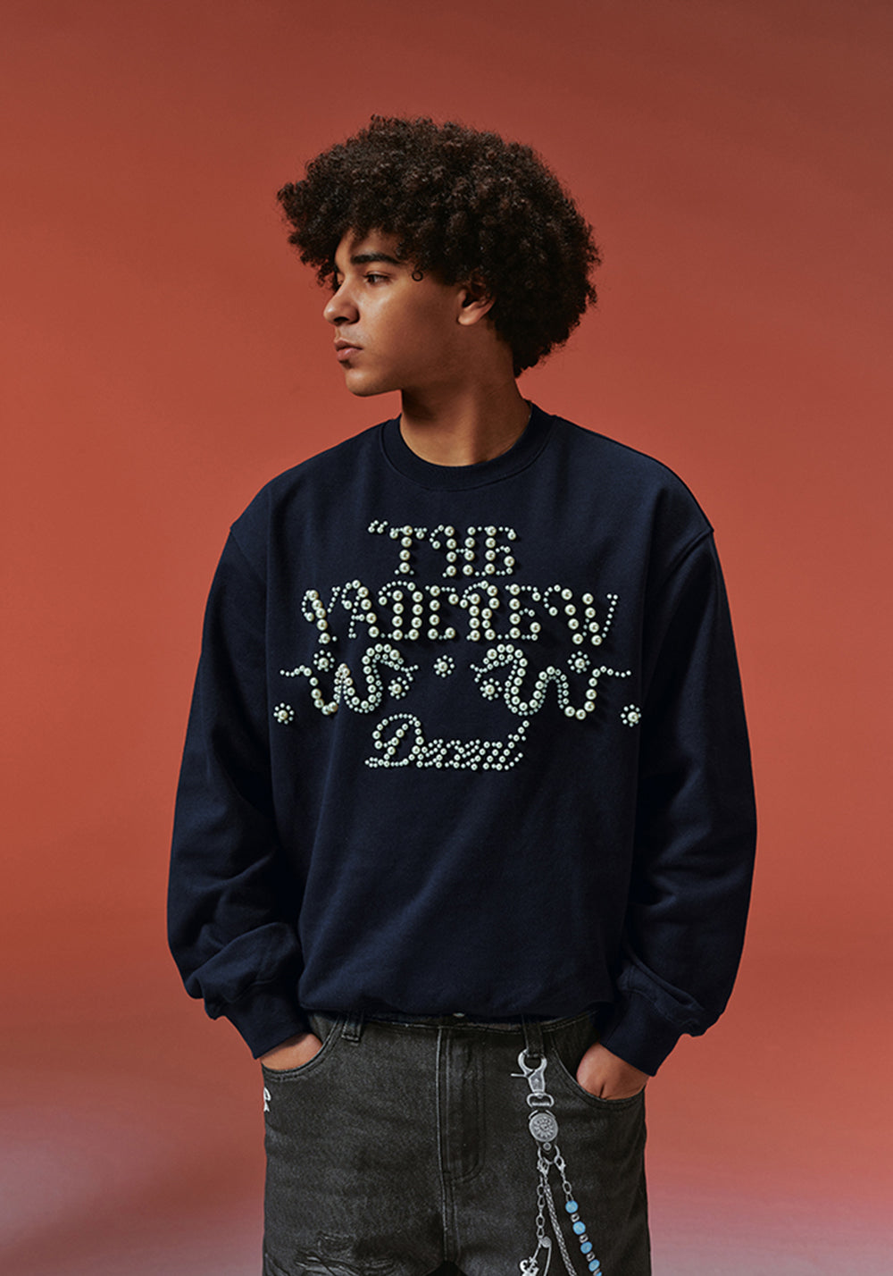 YADcrew丨Pearl Text Snake Shadow Typography Sweatshirt - PSYLOS 1, YADcrew丨Pearl Text Snake Shadow Typography Sweatshirt, Sweatshirts, YADcrew•JAPAN, PSYLOS 1