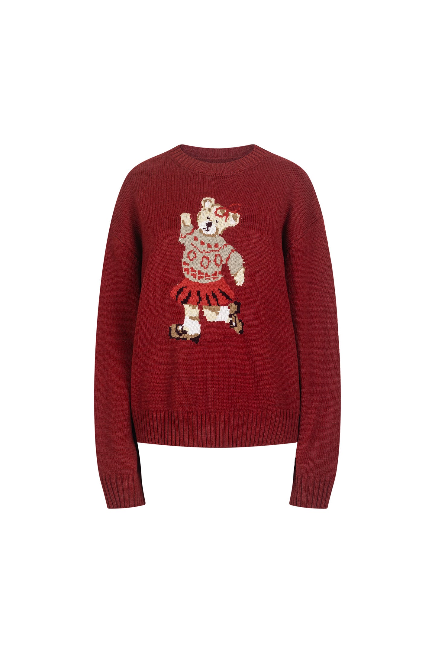 Retro Cartoon Jacquard Pullover Lazy Loose Knitted Sweater