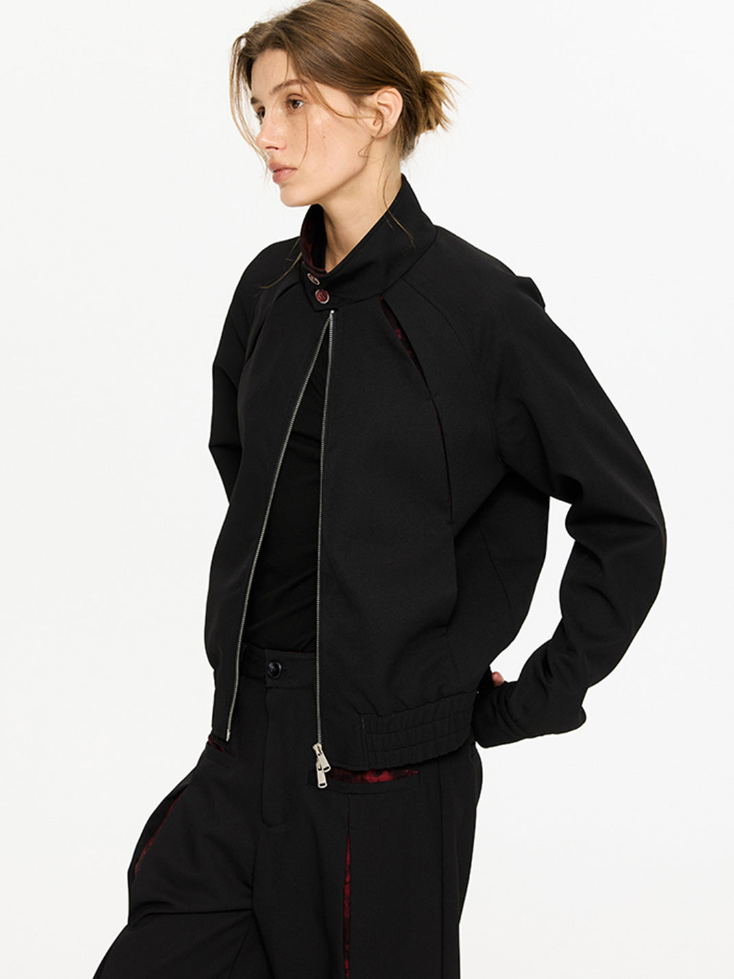 KREATE | Slash Opening Floral Lining Harrington Jacket - PSYLOS 1, KREATE | Slash Opening Floral Lining Harrington Jacket, Tops, KREATE, PSYLOS 1