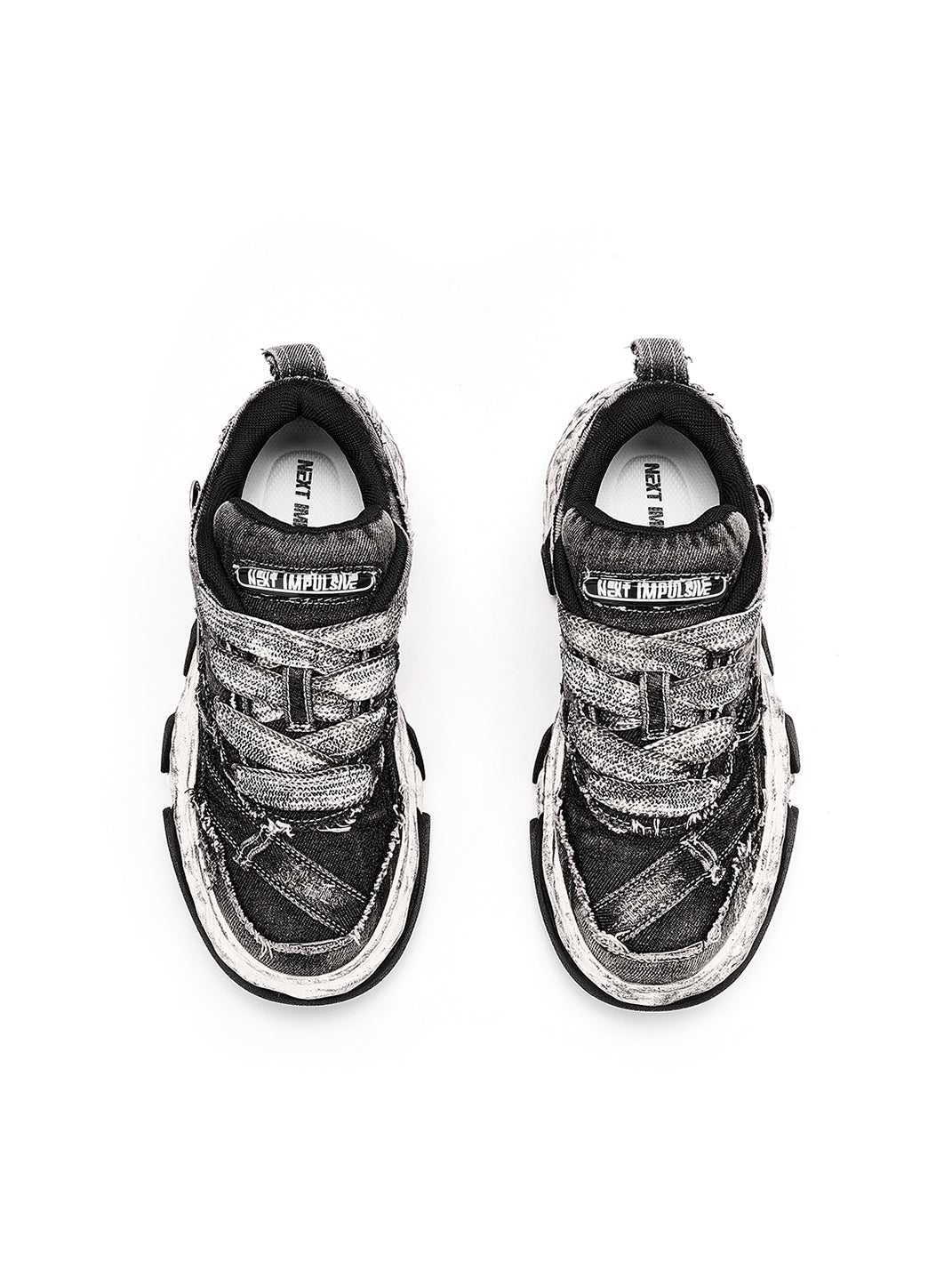 NEXT IMPULSIVE丨Reorganized Denim Series-Black - PSYLOS 1, NEXT IMPULSIVE丨Reorganized Denim Series-Black, Chunky Sneakers, NEXT IMPULSIVE, PSYLOS 1
