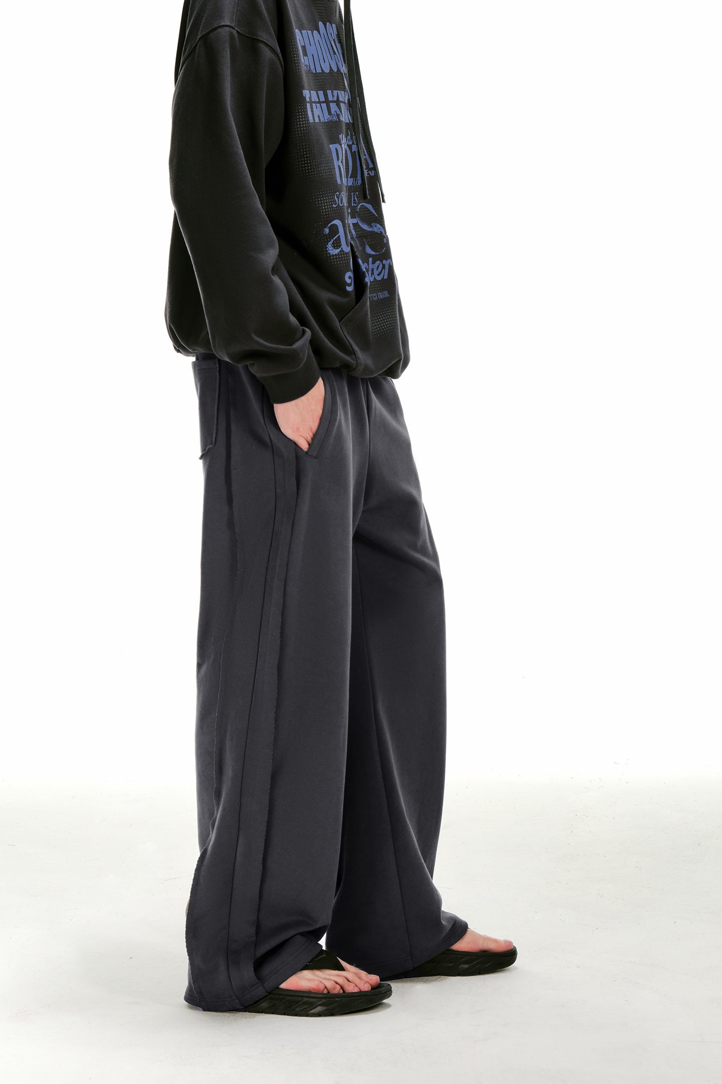 Raw-Edge Embroidered Wheat Pants For Men