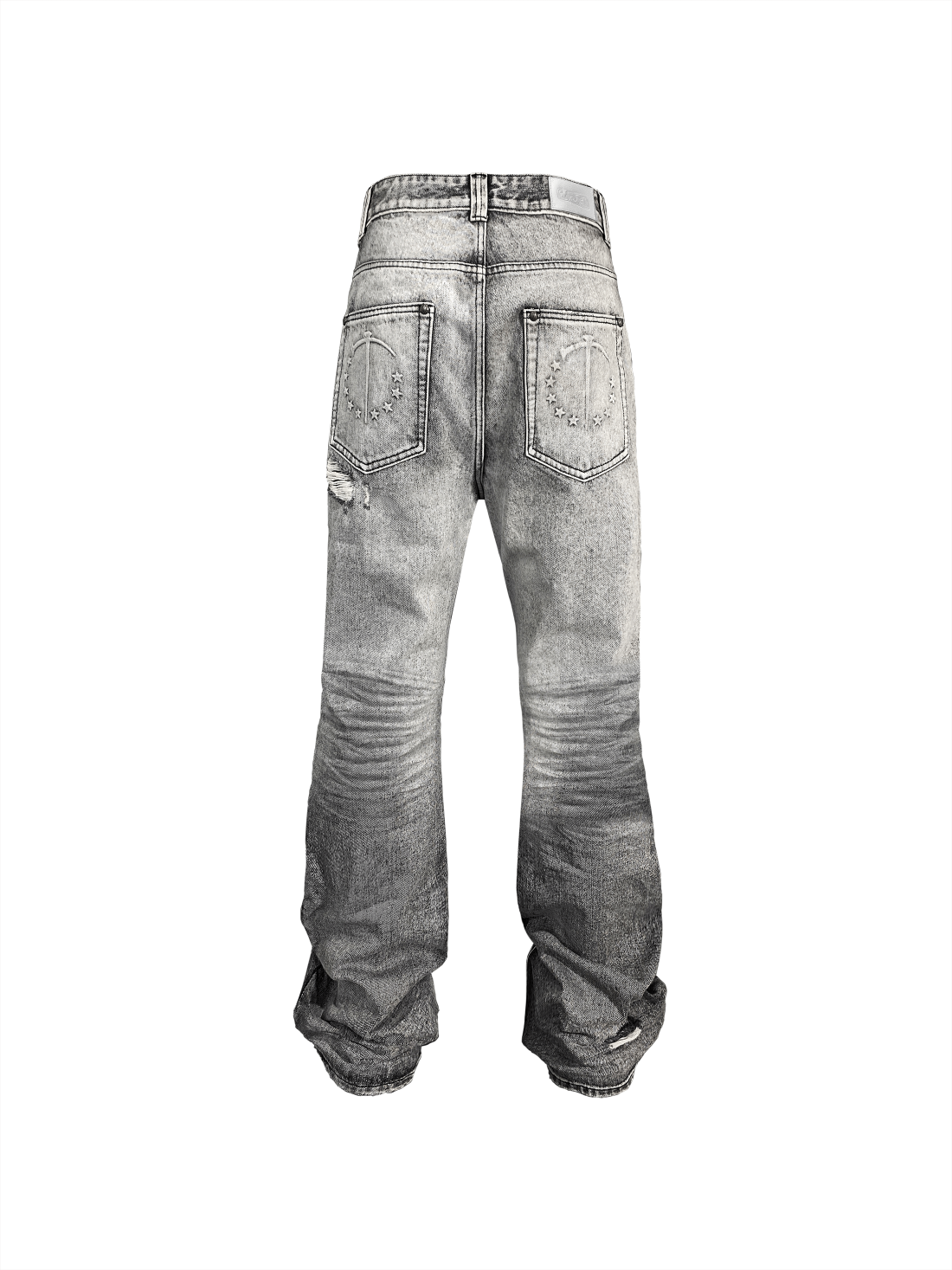 White Lime Plaster Washed Distressed Jeans