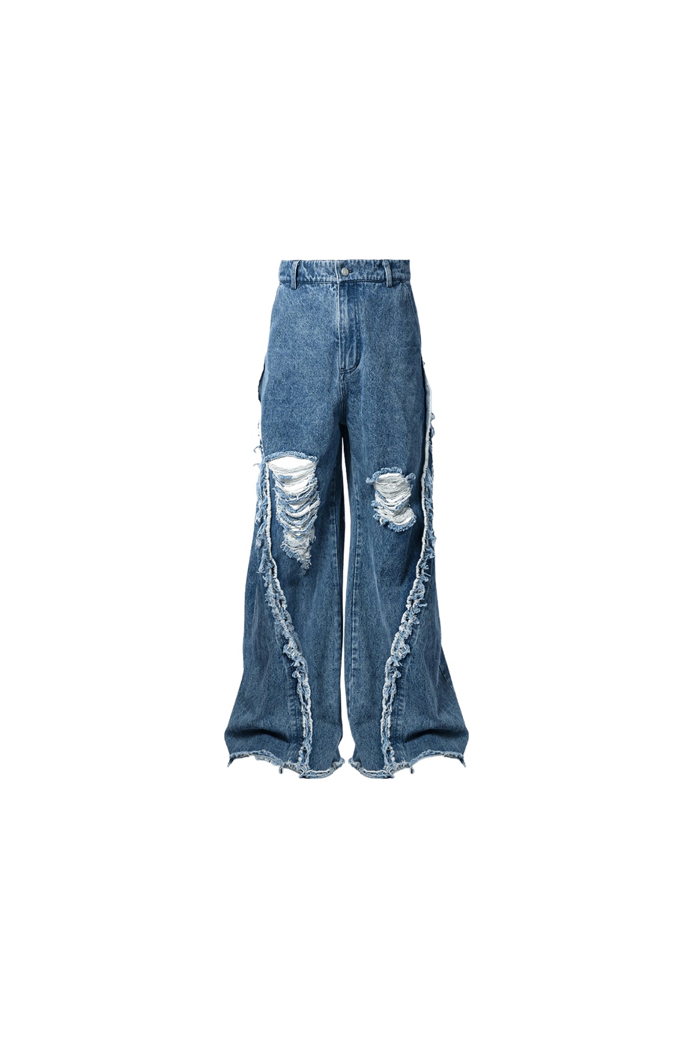 Segmented Washed Denim Jeans