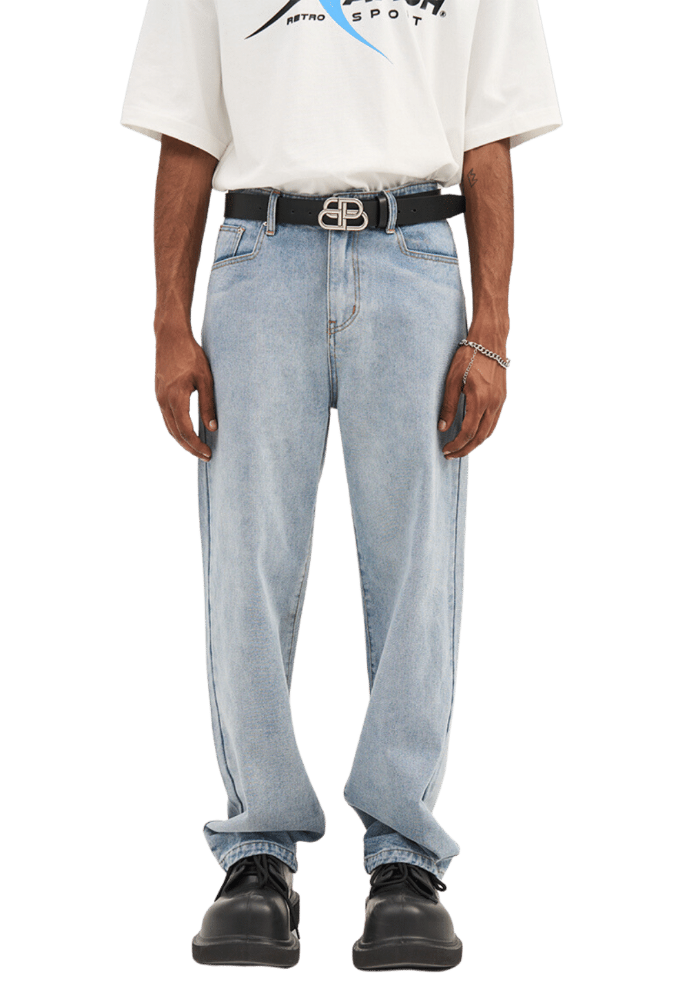 Embroidery Washed Straight Leg Jeans - PSYLOS 1, Embroidery Washed Straight Leg Jeans, Pants, HARSH AND CRUEL, PSYLOS 1