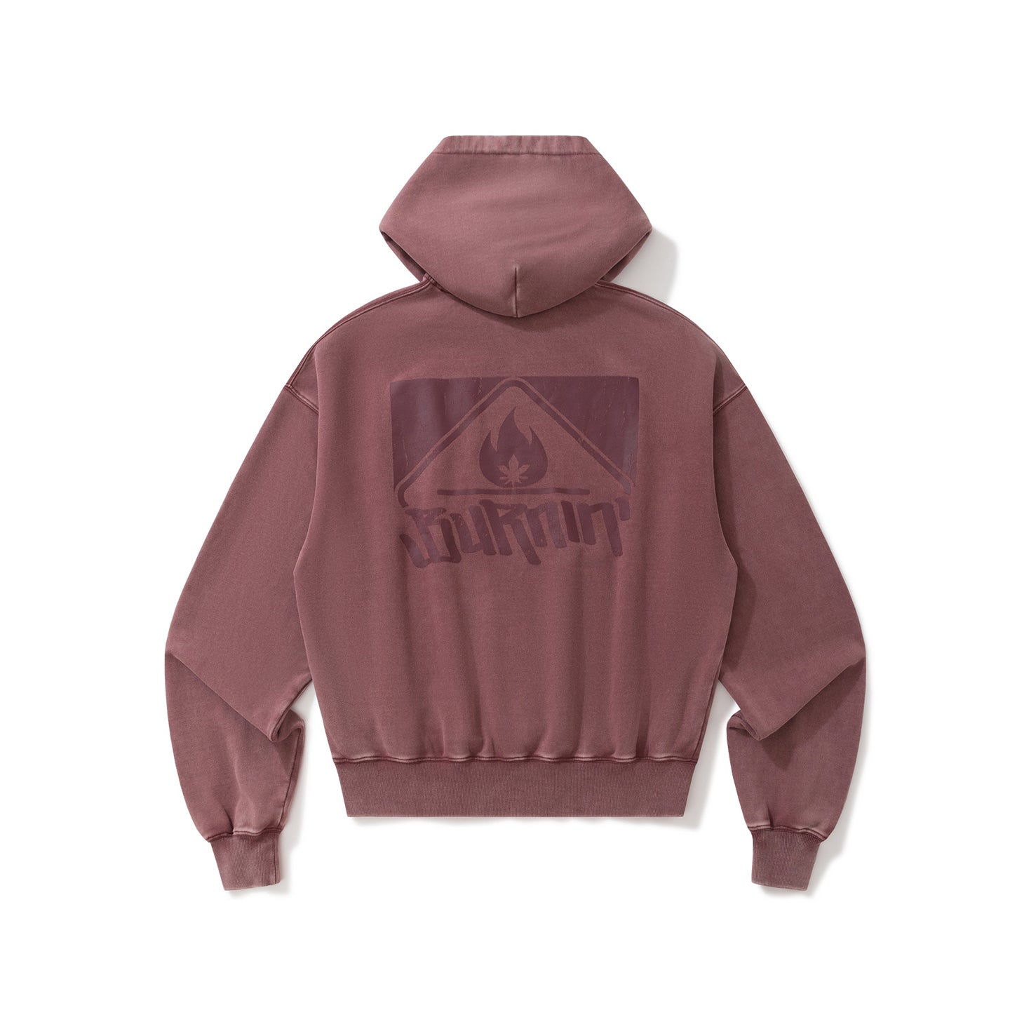 BURNIN* “97’series” worn square logo washed and distressed hooded sweatshirt - PSYLOS 1, BURNIN* “97’series” worn square logo washed and distressed hooded sweatshirt, T-Shirt, Burnin, PSYLOS 1