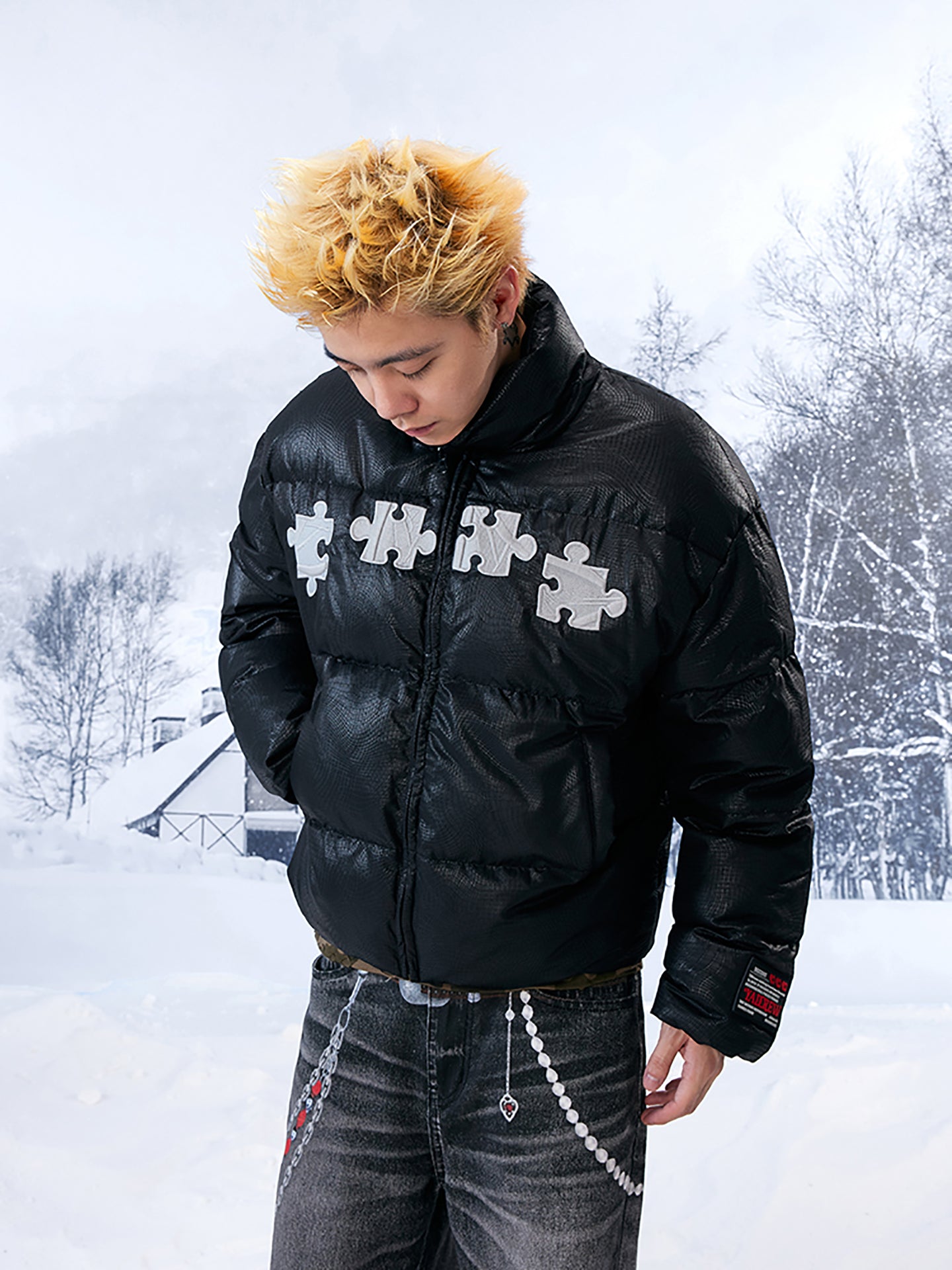 YADcrew | 3D Geometric Embroidery Down Jacket - PSYLOS 1, YADcrew | 3D Geometric Embroidery Down Jacket, Down Jacket, YADcrew•JAPAN, PSYLOS 1