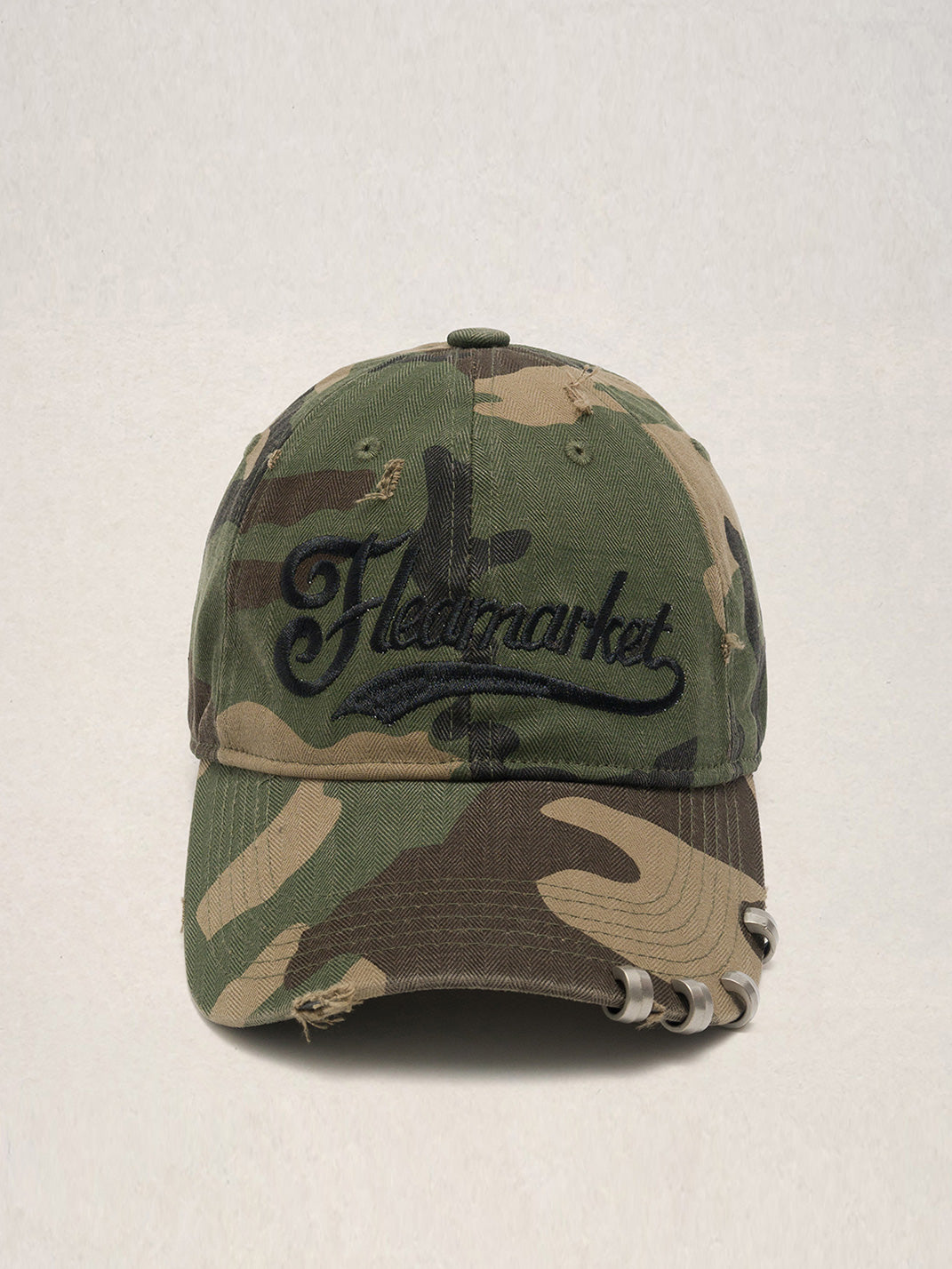 FLEAMARKET | Camo Pierced Ring Curve Brim Cap - PSYLOS 1, FLEAMARKET | Camo Pierced Ring Curve Brim Cap, Hats, FLEAMARKET, PSYLOS 1