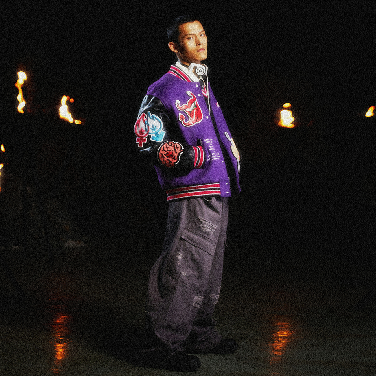 BURNIN* 11th Anniversary Underground Palace Velcro Patch Baseball Jacket - PSYLOS 1, BURNIN* 11th Anniversary Underground Palace Velcro Patch Baseball Jacket, Jacket, Burnin, PSYLOS 1