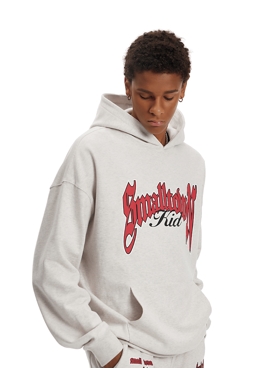 curved logo-print hoodie
