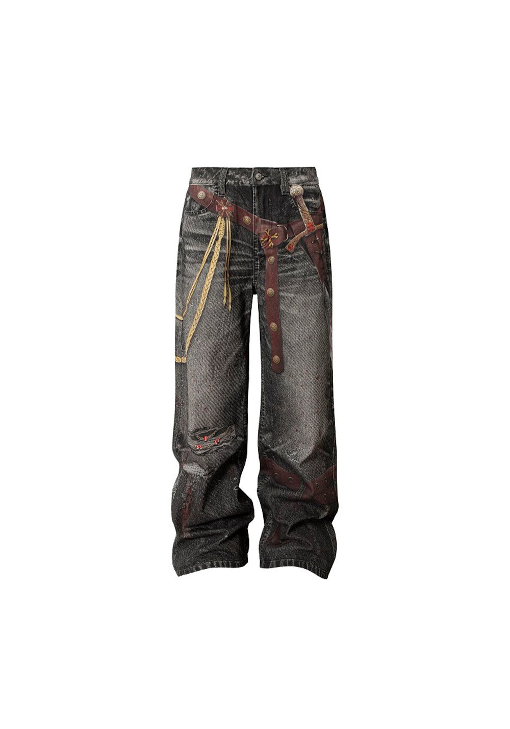 YADcrew丨Bloodbath Knight Sword Printed Jeans - PSYLOS 1, YADcrew丨Bloodbath Knight Sword Printed Jeans, Pants, YADcrew•JAPAN, PSYLOS 1