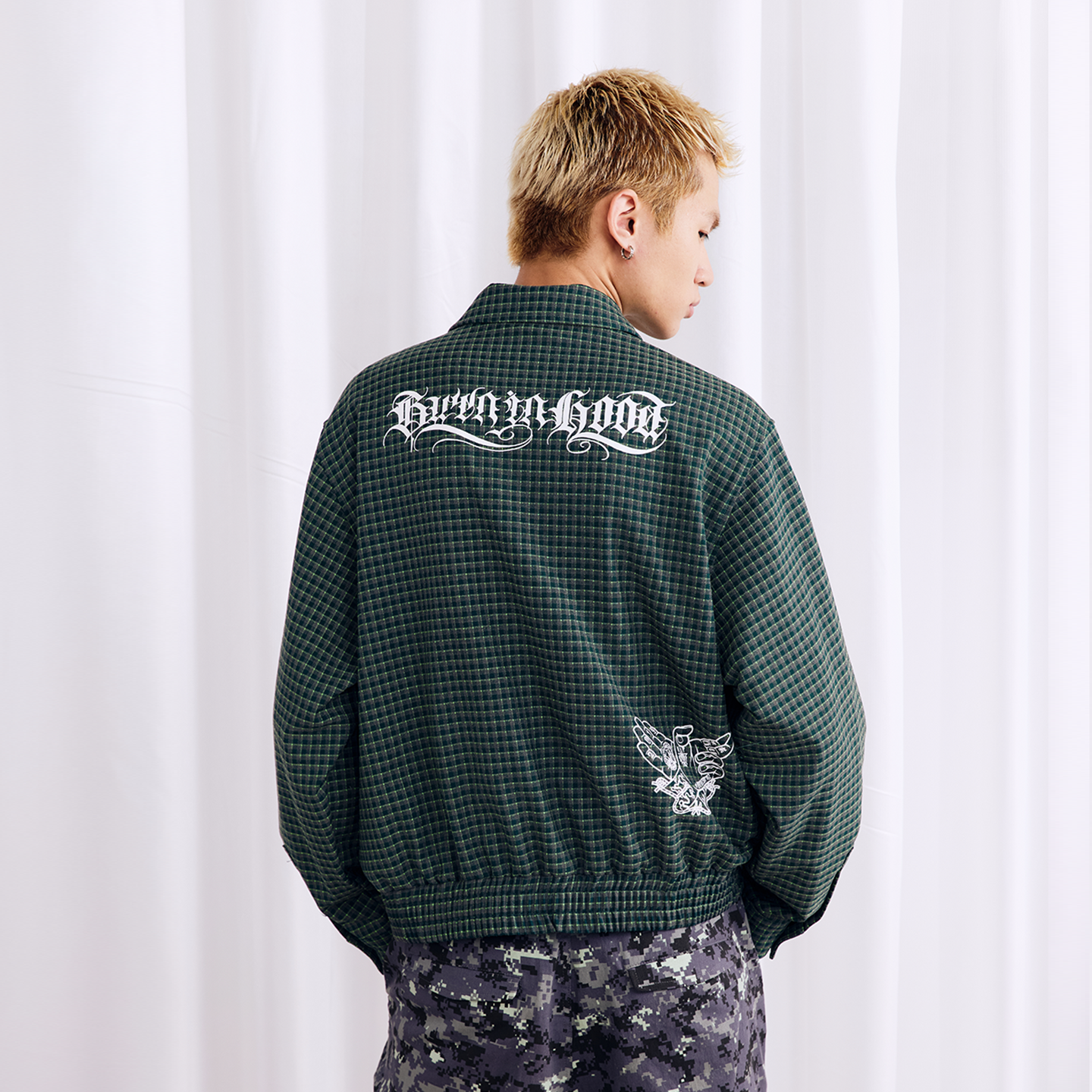 BURNIN Plaid Fake Two-piece Community Culture Jacket - PSYLOS 1, BURNIN Plaid Fake Two-piece Community Culture Jacket, Jacket, Burnin, PSYLOS 1