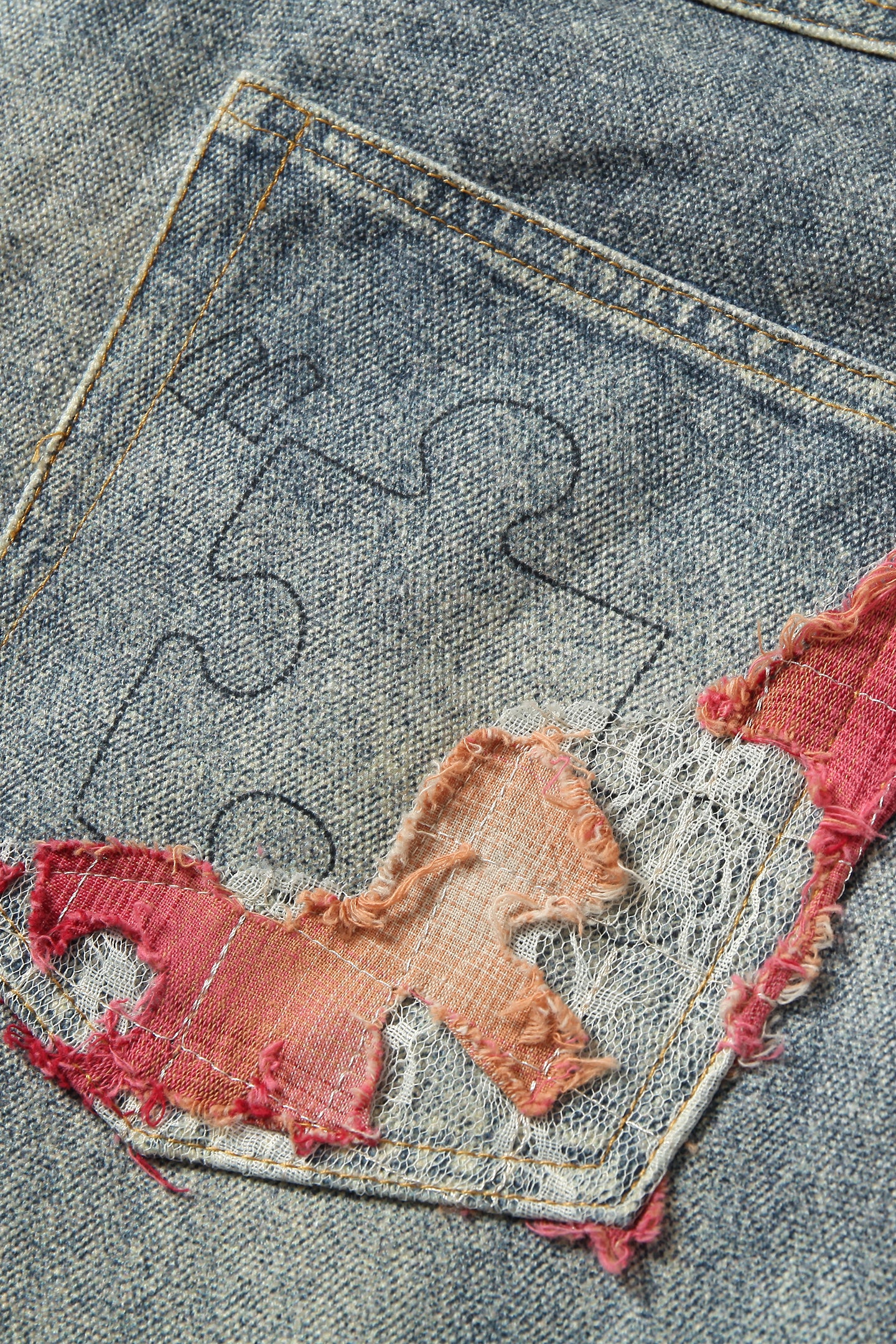 YADcrew | Sunset Cloud Lace Print Jeans - PSYLOS 1, YADcrew | Sunset Cloud Lace Print Jeans, Jeans, YADcrew•JAPAN, PSYLOS 1