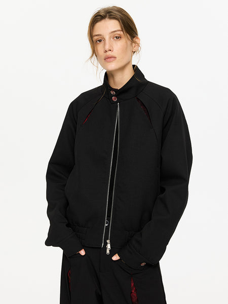 KREATE | Slash Opening Floral Lining Harrington Jacket - PSYLOS 1, KREATE | Slash Opening Floral Lining Harrington Jacket, Tops, KREATE, PSYLOS 1