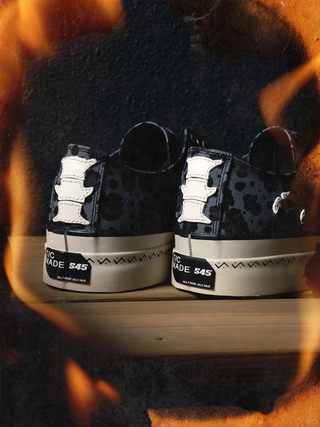 T/C MADE│S45 Smiley Low-Tops - Leopard/Bone Canvas Shoes with Thick Sole - PSYLOS 1, T/C MADE│S45 Smiley Low-Tops - Leopard/Bone Canvas Shoes with Thick Sole, Canvas Sneakers, T/C MADE, PSYLOS 1