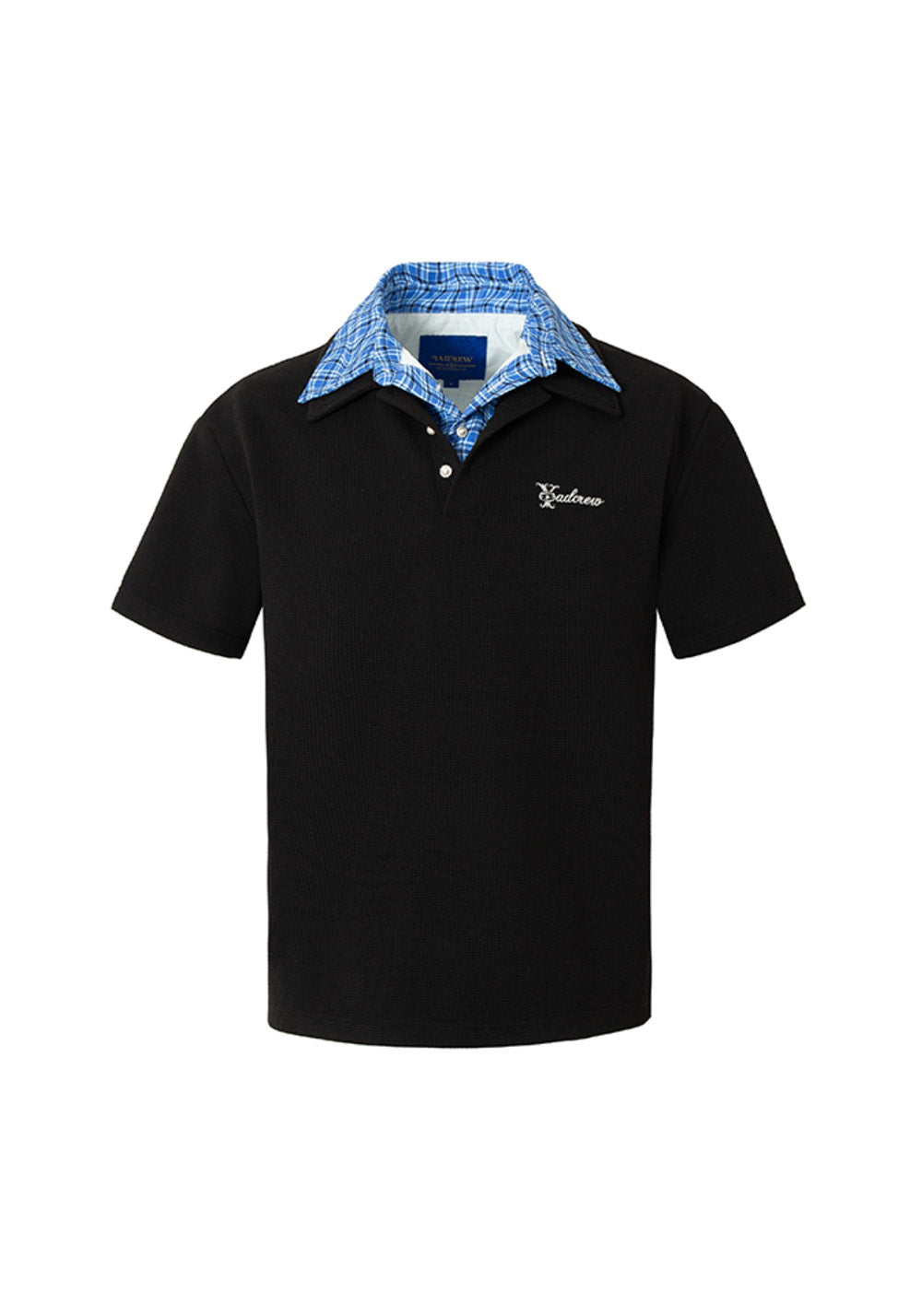 YADcrew丨YADcrew Double-Collar Distorted Polo-Black - PSYLOS 1, YADcrew丨YADcrew Double-Collar Distorted Polo-Black, Shirt, YADcrew, PSYLOS 1