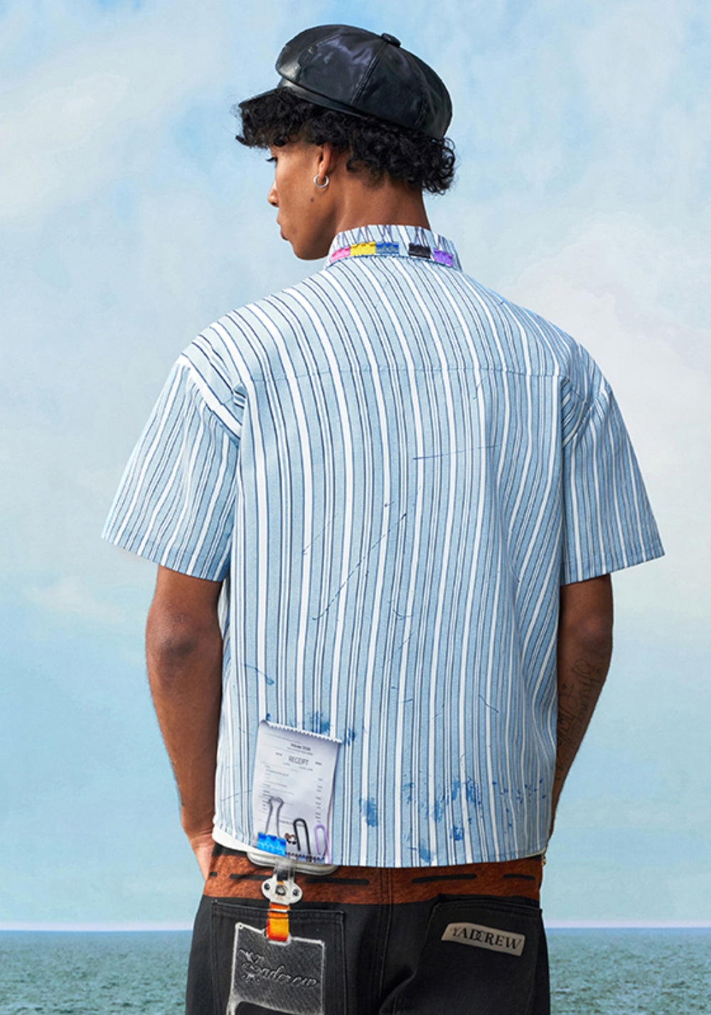 YADcrew丨YADcrew "Office Rebel" Distorted Stripe Shirt - PSYLOS 1, YADcrew丨YADcrew "Office Rebel" Distorted Stripe Shirt, T-Shirt, YADcrew•JAPAN, PSYLOS 1