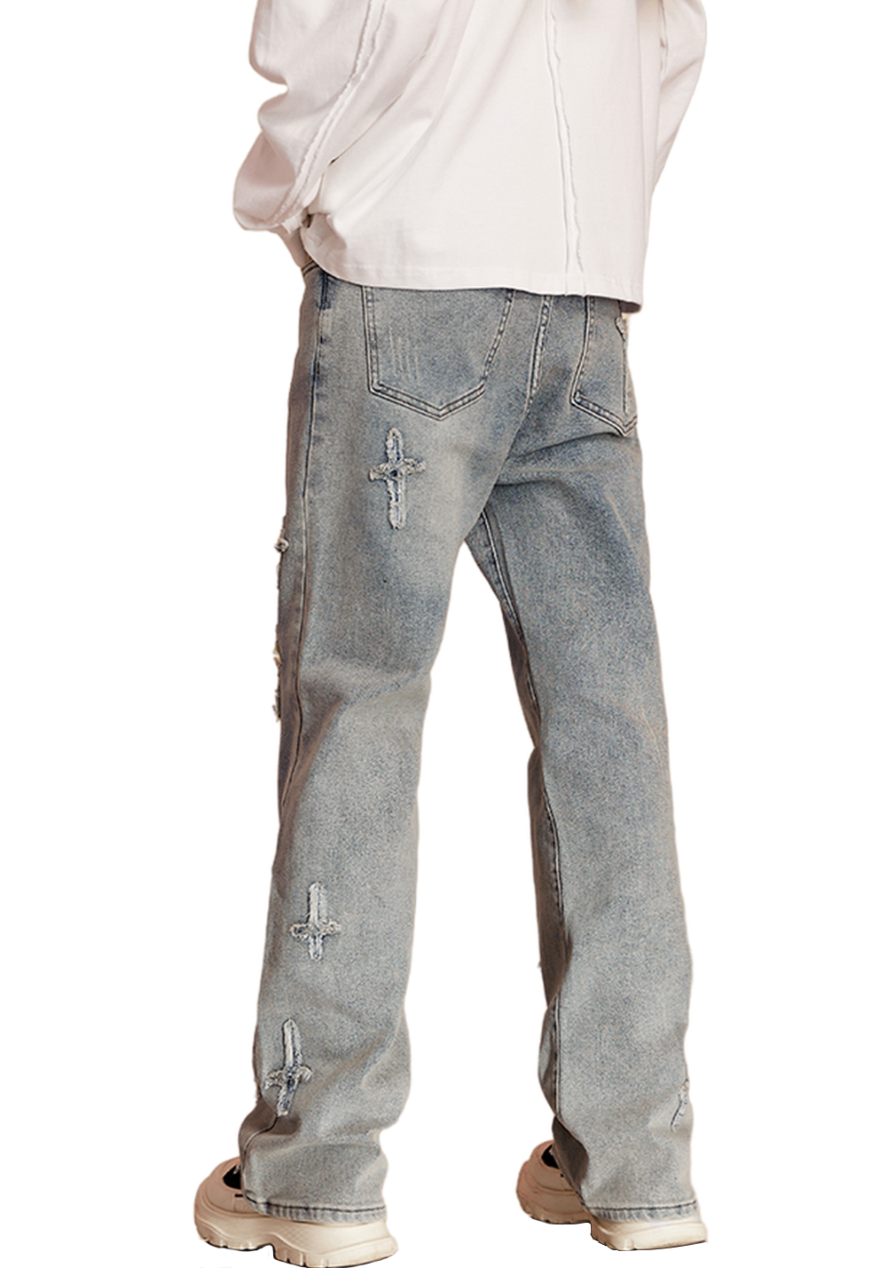 Cross Star Distressed Jeans - PSYLOS 1, Cross Star Distressed Jeans, Pants, iconslab, PSYLOS 1