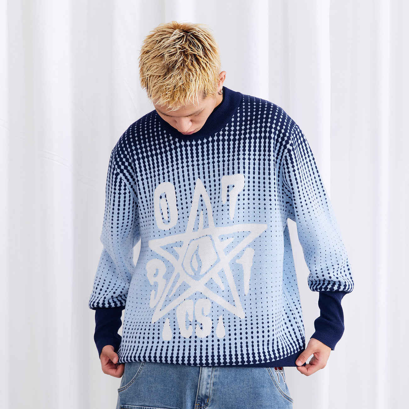 Jacquard Gradient Sweater - PSYLOS 1, Jacquard Gradient Sweater, Sweater, Burnin, PSYLOS 1