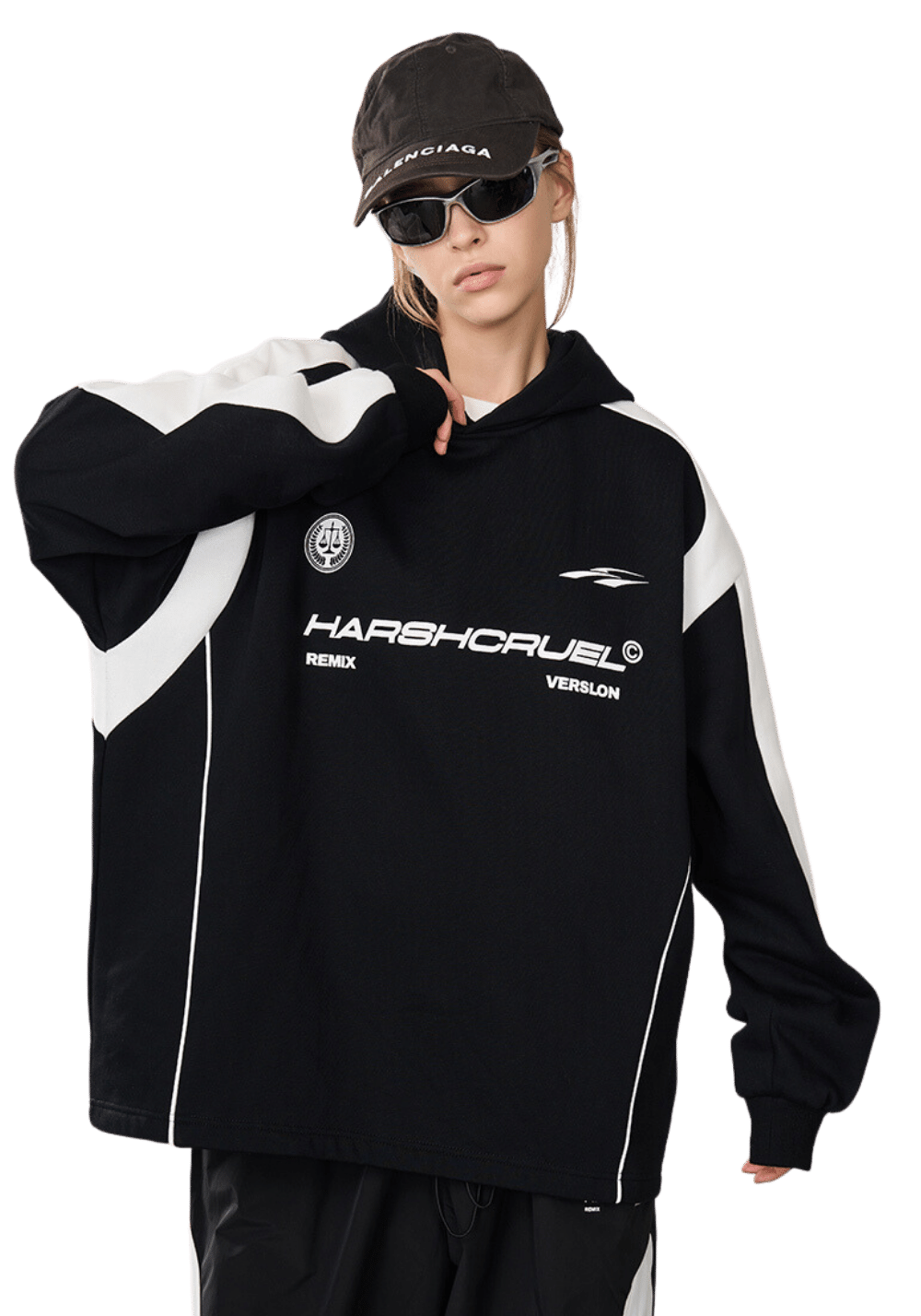 Curved Deconstructed Hoodie - PSYLOS 1, Curved Deconstructed Hoodie, Hoodie, HARSH AND CRUEL, PSYLOS 1
