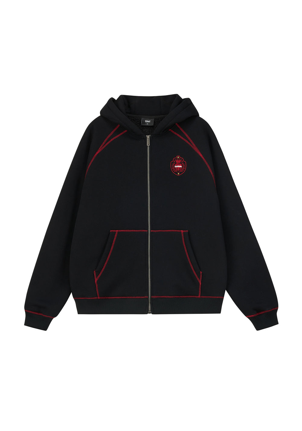 PCLP Color-Coded Hemmed Casual Hooded Sweatshirt