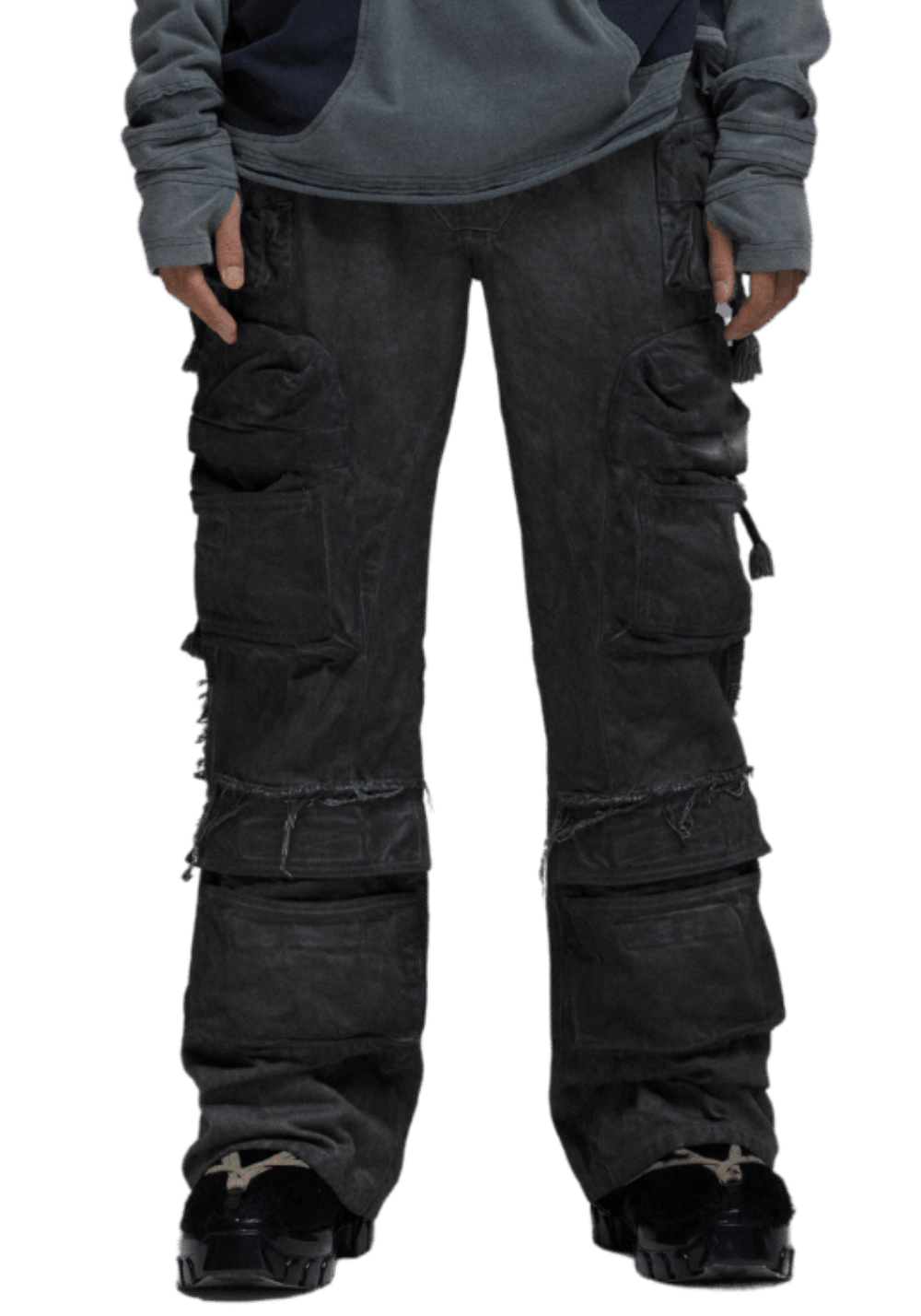 Multi Pocket Adjustable Washed Work Pants - PSYLOS 1, Multi Pocket Adjustable Washed Work Pants, Pants, D5ove, PSYLOS 1