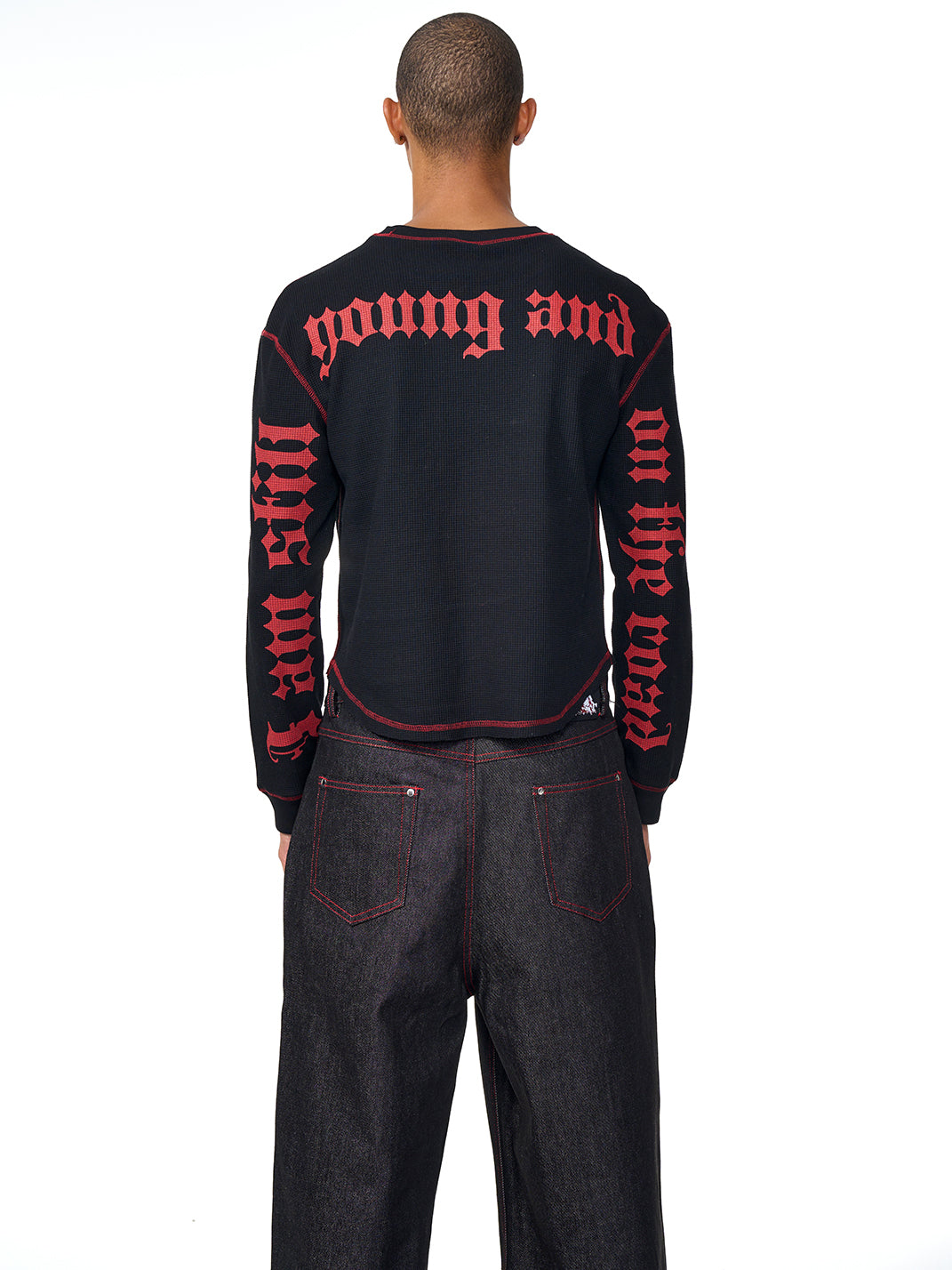 Fourth3ex | Wolf Print Gothic Letter Crewneck Tee - PSYLOS 1, Fourth3ex | Wolf Print Gothic Letter Crewneck Tee, T-Shirt, Fourth3ex, PSYLOS 1