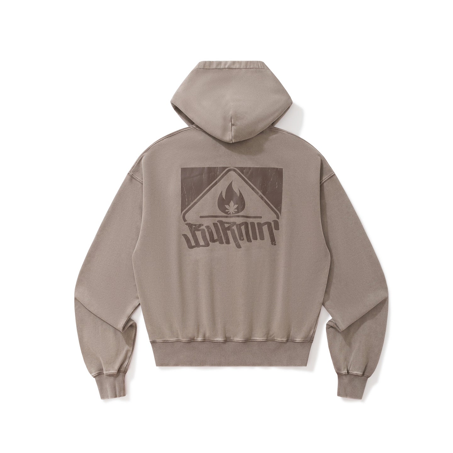 BURNIN* “97’series” worn square logo washed and distressed hooded sweatshirt - PSYLOS 1, BURNIN* “97’series” worn square logo washed and distressed hooded sweatshirt, T-Shirt, Burnin, PSYLOS 1