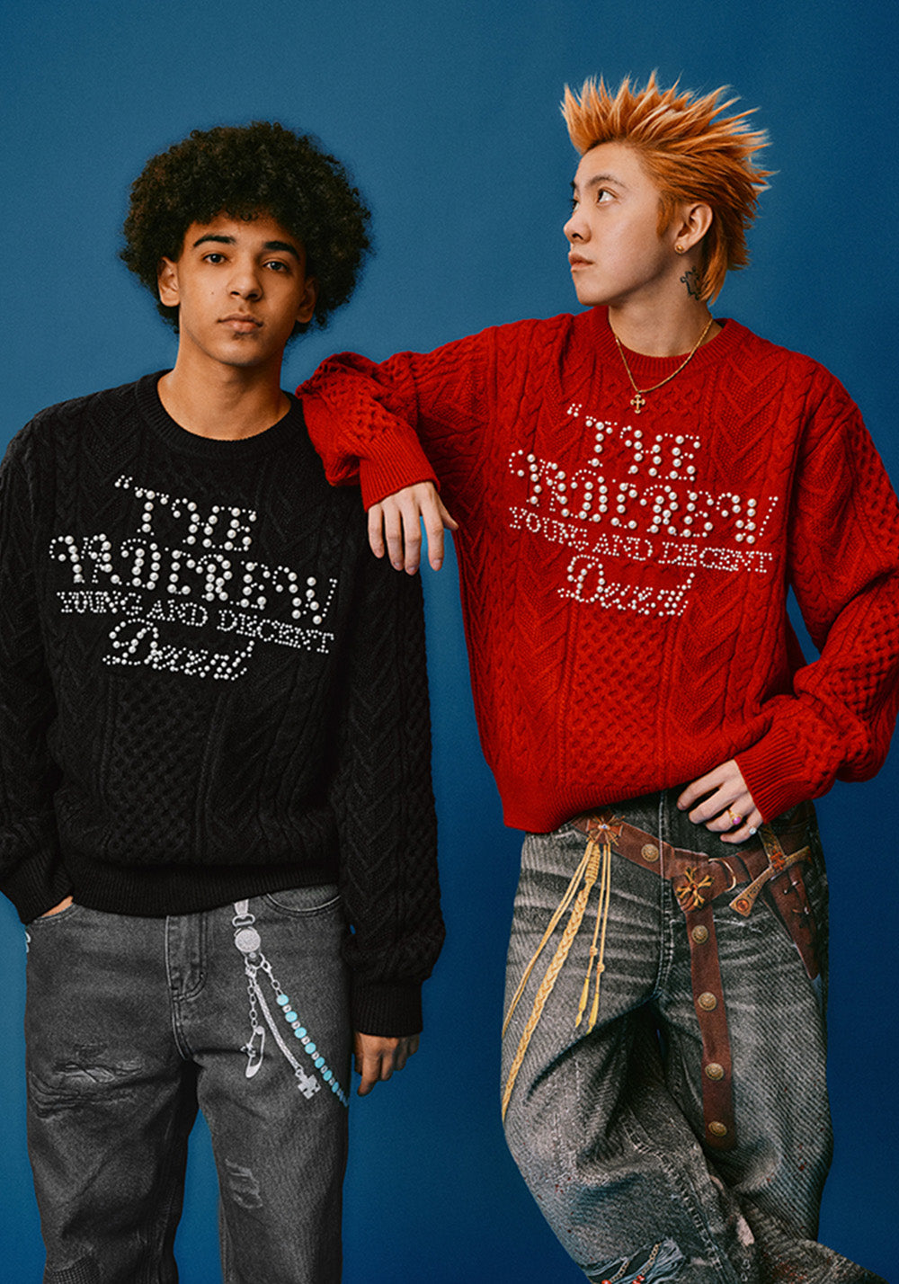 YADCrew Pearl Lettering Sweater