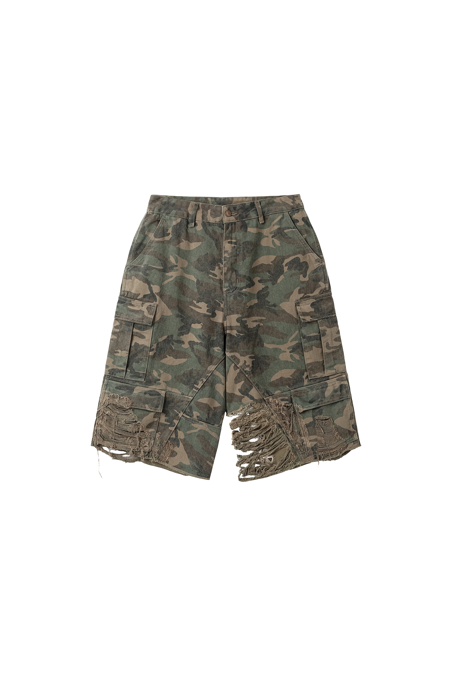 Washed Camouflage Distressed Cropped Pants