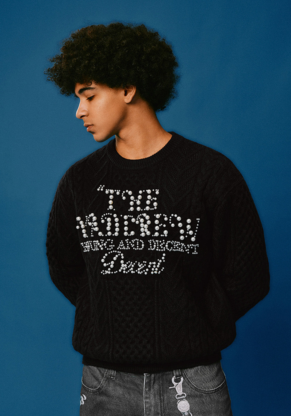 YADcrew丨YADCrew Pearl Lettering Sweater - PSYLOS 1, YADcrew丨YADCrew Pearl Lettering Sweater, Sweater, YADcrew•JAPAN, PSYLOS 1