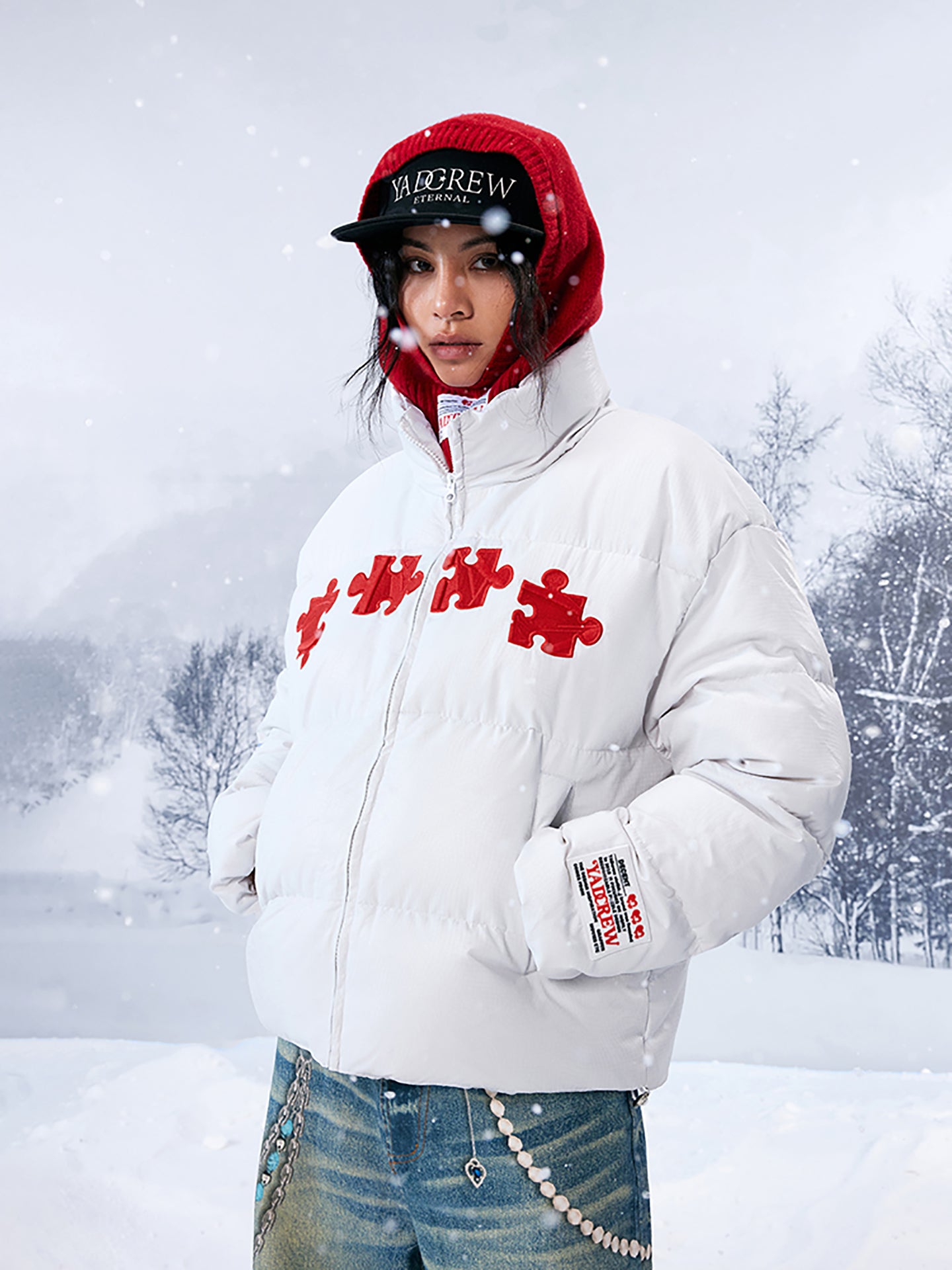 YADcrew | 3D Geometric Embroidery Down Jacket - PSYLOS 1, YADcrew | 3D Geometric Embroidery Down Jacket, Down Jacket, YADcrew•JAPAN, PSYLOS 1