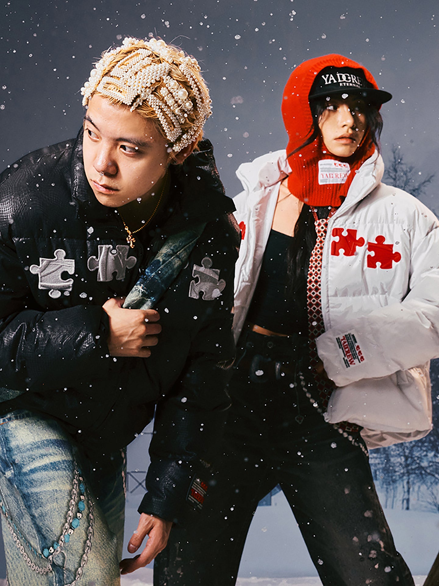 YADcrew | 3D Geometric Embroidery Down Jacket - PSYLOS 1, YADcrew | 3D Geometric Embroidery Down Jacket, Down Jacket, YADcrew•JAPAN, PSYLOS 1