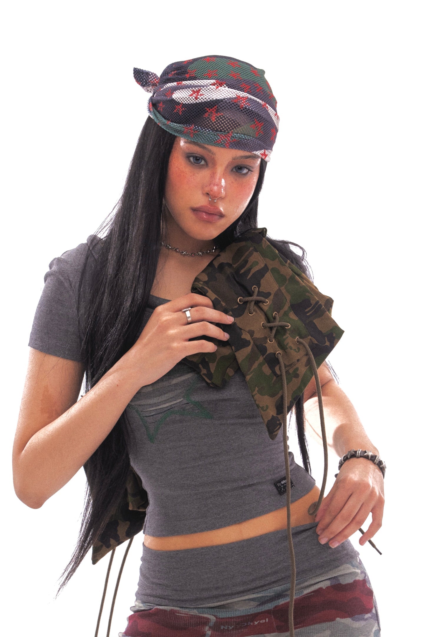 Camouflage Star Mesh Headscarf