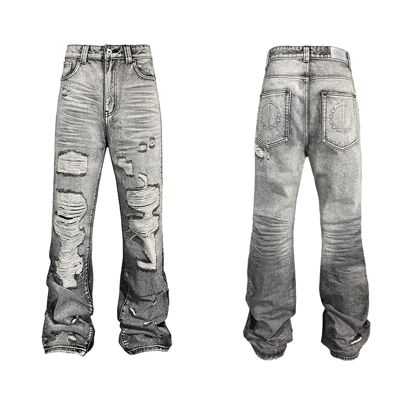 White Lime Plaster Washed Distressed Jeans - PSYLOS 1, White Lime Plaster Washed Distressed Jeans, Jeans, TecNineGroup, PSYLOS 1