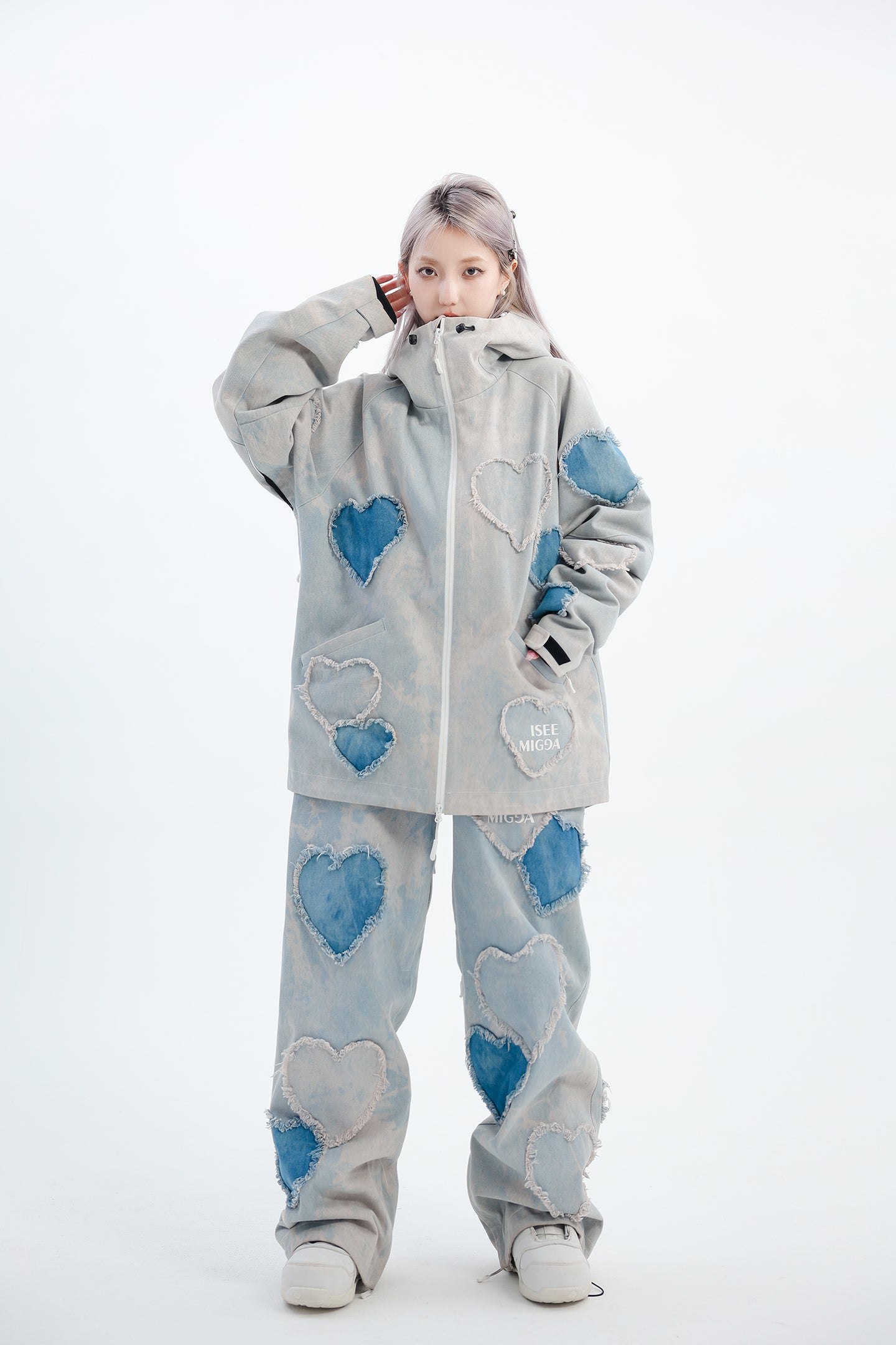 Denim Broken Heart Ski Suit