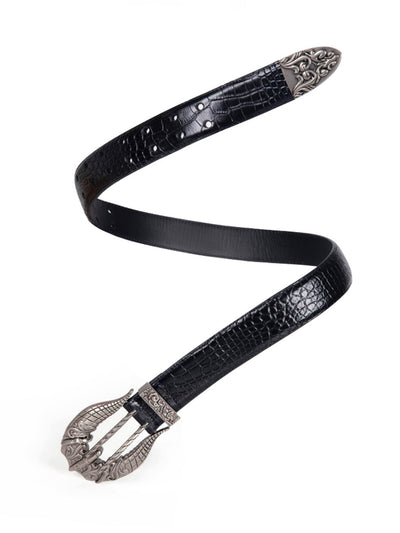 REGEN ZONE |  Crocodile-Embossed Waxed Leather Belt