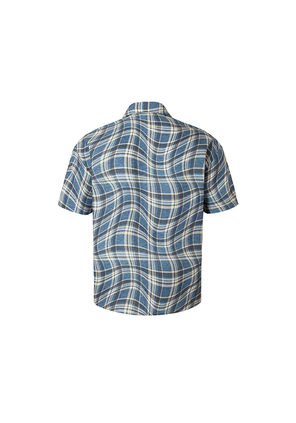YADcrew丨Denim Textured Distressed Plaid Short Sleeve Shirt - PSYLOS 1, YADcrew丨Denim Textured Distressed Plaid Short Sleeve Shirt, Shirts, YADcrew•JAPAN, PSYLOS 1