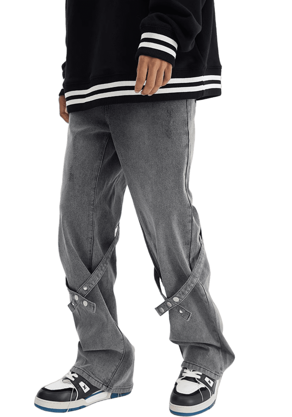 Straight High Street Lace Up Jeans - PSYLOS 1, Straight High Street Lace Up Jeans, Pants, iconslab, PSYLOS 1