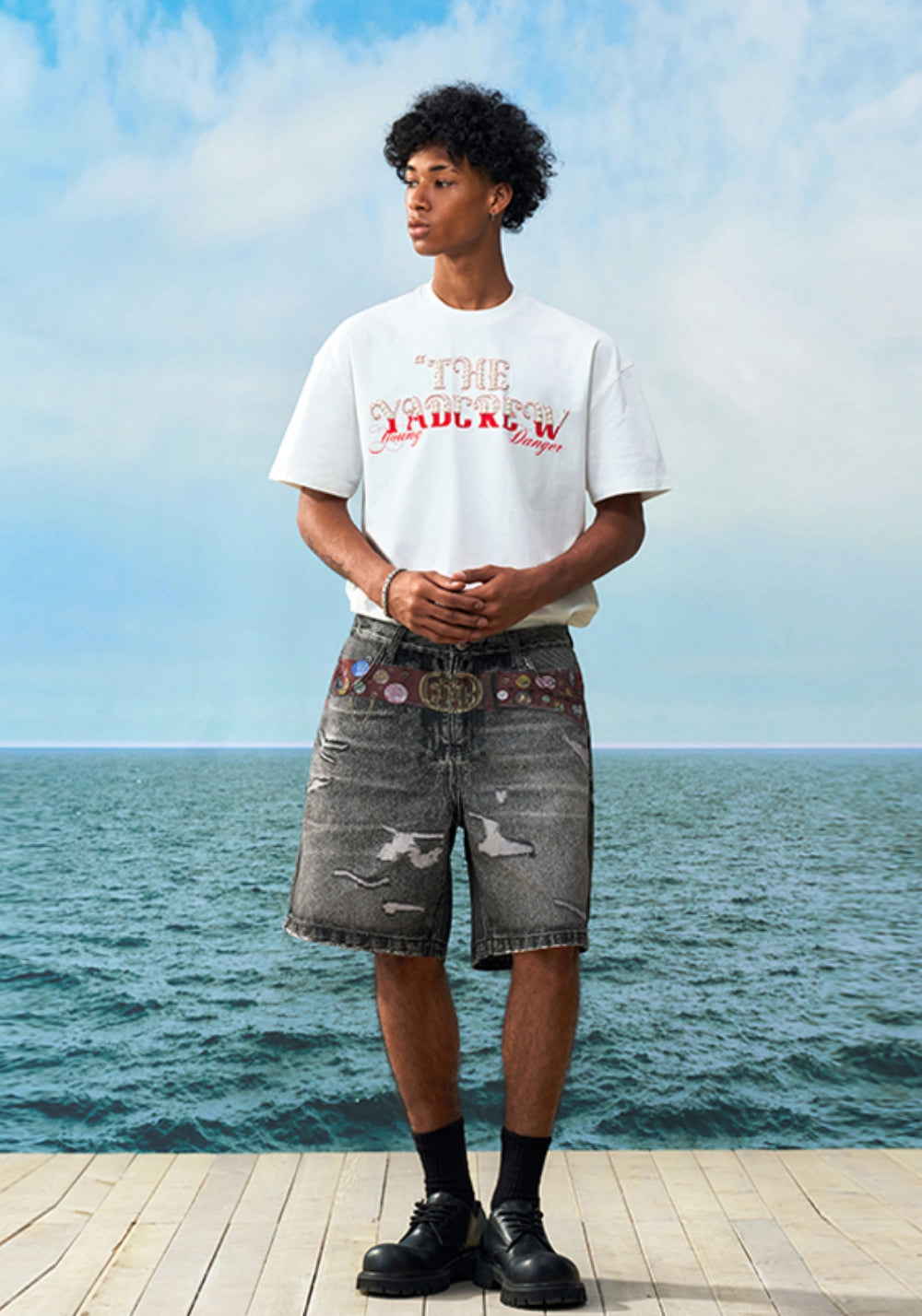 YADcrew丨YADcrew Checkerboard Pearl Tee-White - PSYLOS 1, YADcrew丨YADcrew Checkerboard Pearl Tee-White, T-Shirt, YADcrew•JAPAN, PSYLOS 1