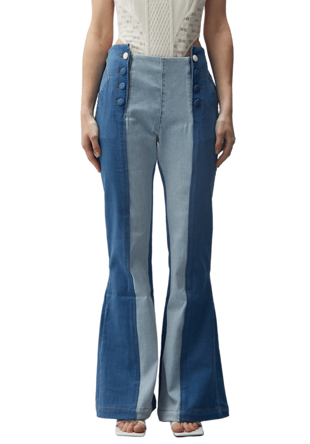 Two Tone Skinny Flared Jean - PSYLOS 1, Two Tone Skinny Flared Jean, Pants, Necessary, PSYLOS 1