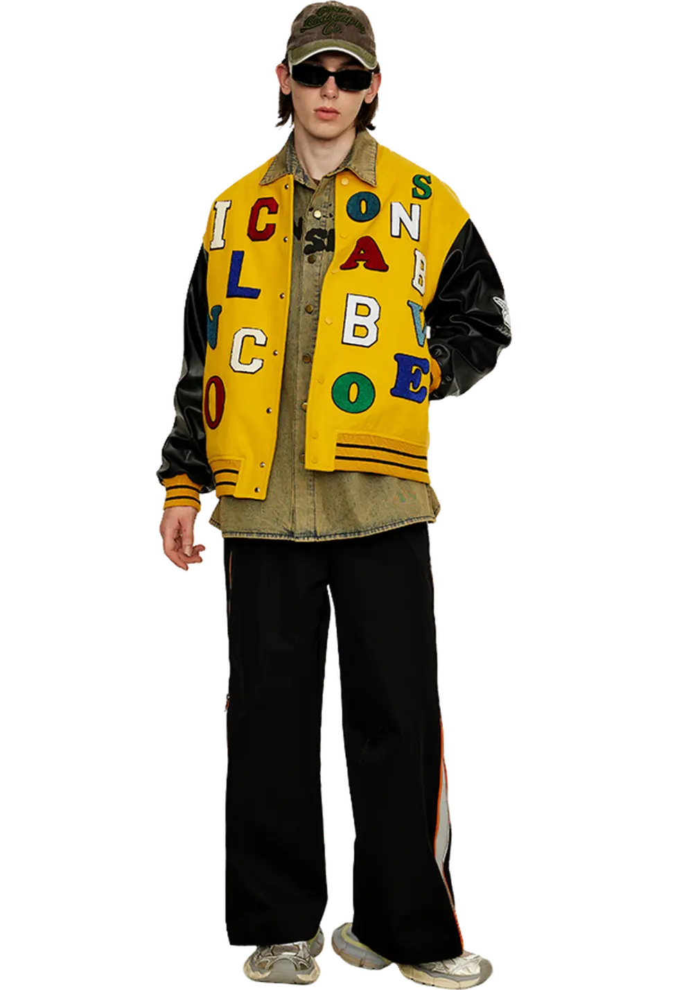 Colorful Letters Baseball Jersey - PSYLOS 1, Colorful Letters Baseball Jersey, Jacket, iconslab, PSYLOS 1