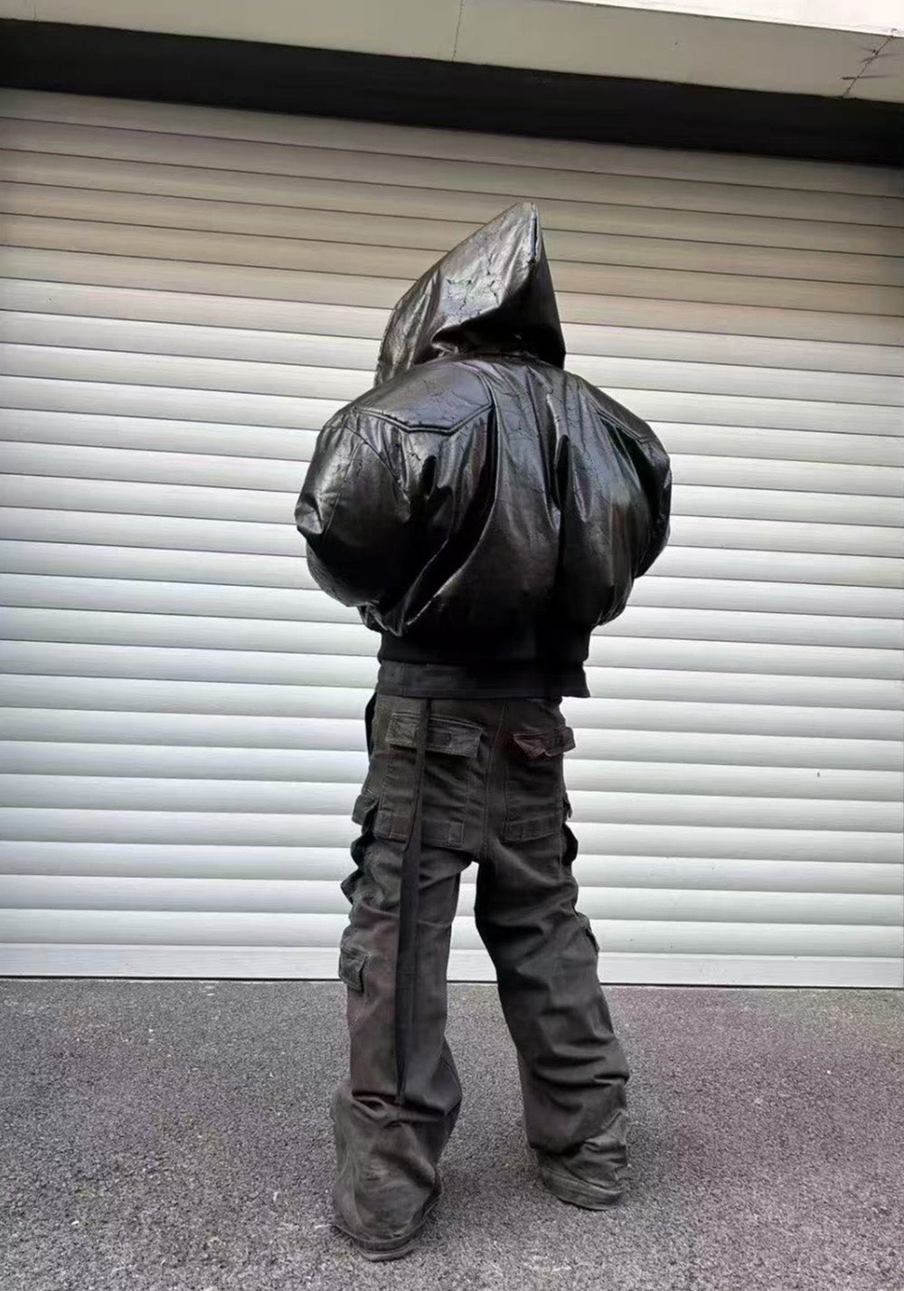 Disark│Cracked PU Leather Cropped Bomber Jacket - PSYLOS 1, Disark│Cracked PU Leather Cropped Bomber Jacket, Coat, Disark, PSYLOS 1