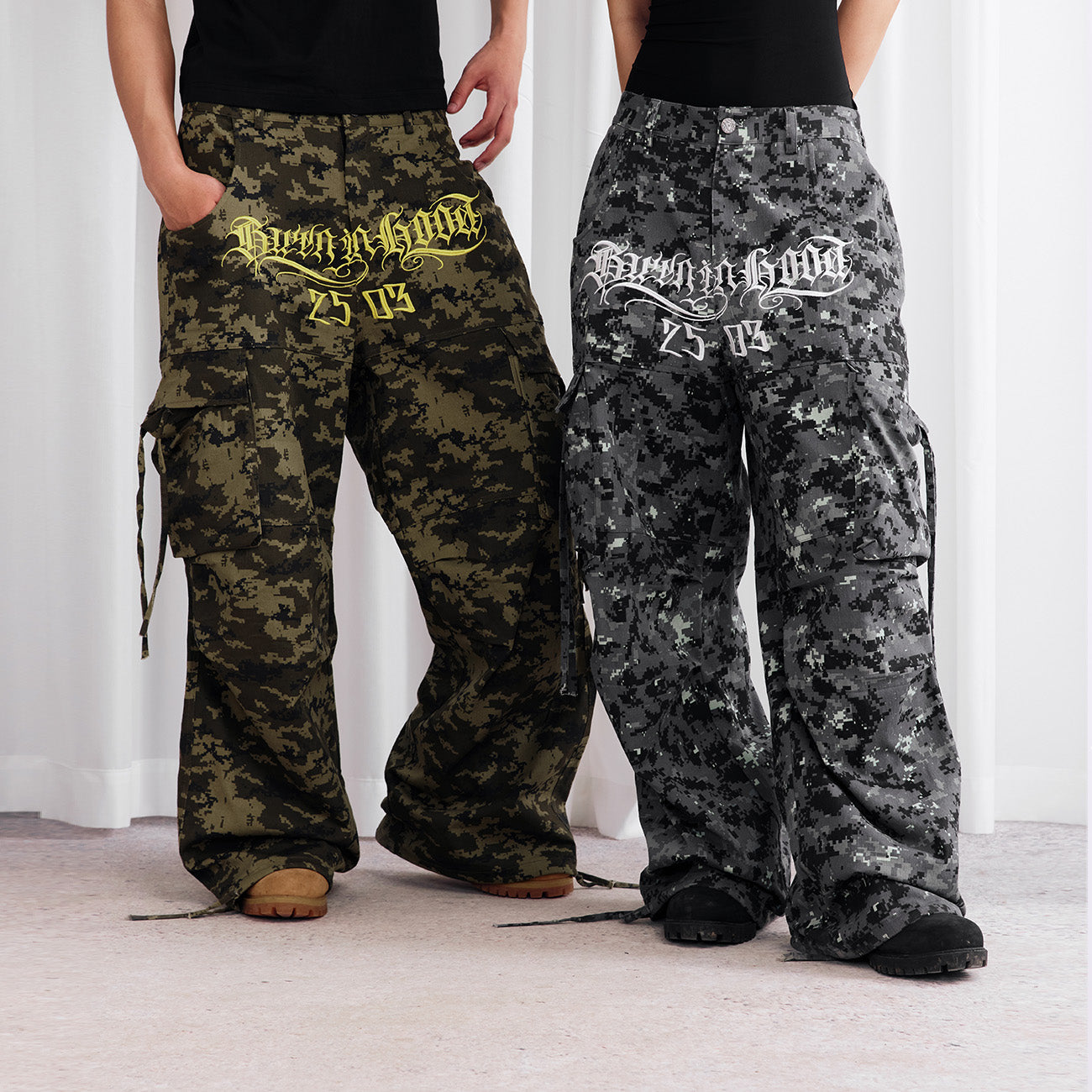 Burnin* "2503" Digital Camouflage Wide-Leg Pants - PSYLOS 1, Burnin* "2503" Digital Camouflage Wide-Leg Pants, Pants, Burnin, PSYLOS 1