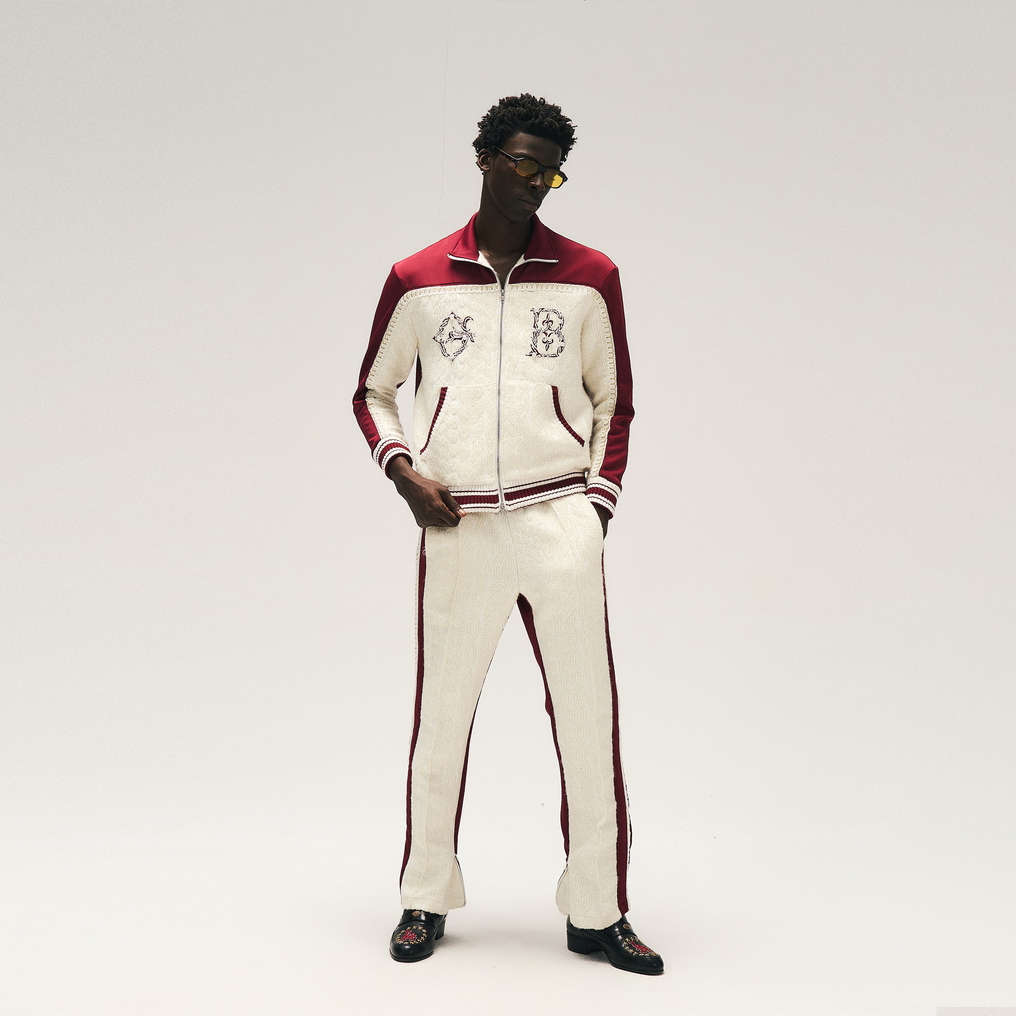 GLACIERBOY "RAP STAR" SERIES Dark Red Pearl Jacquard Sports Set