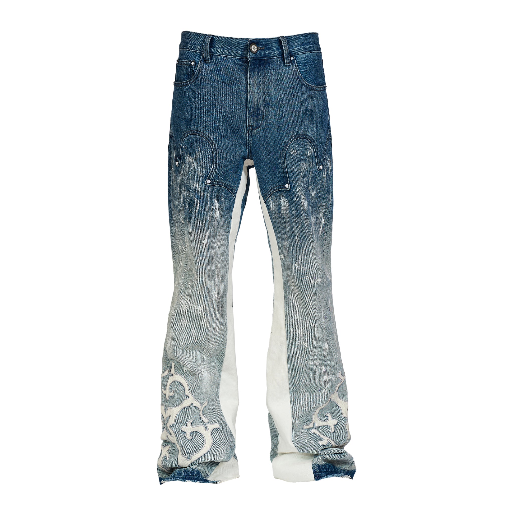 GLACIERBOY "RAP STAR" SERIES Ink-splashed Gradient Blue Jeans