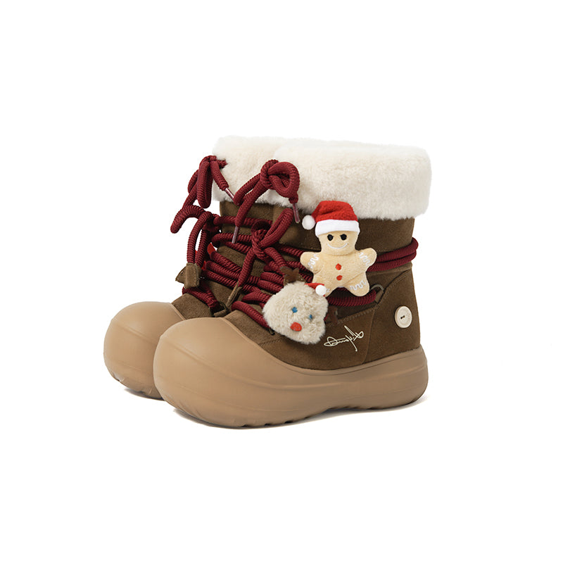 Short Fur Long Tube Snow Boots Christmas Edition