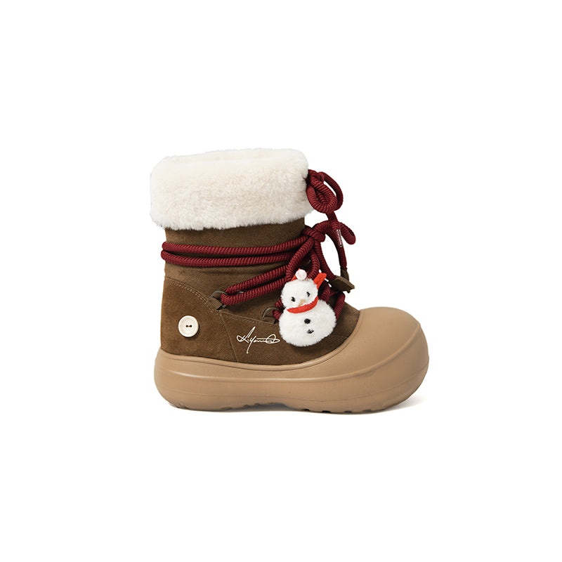 Short Fur Long Tube Snow Boots Christmas Edition