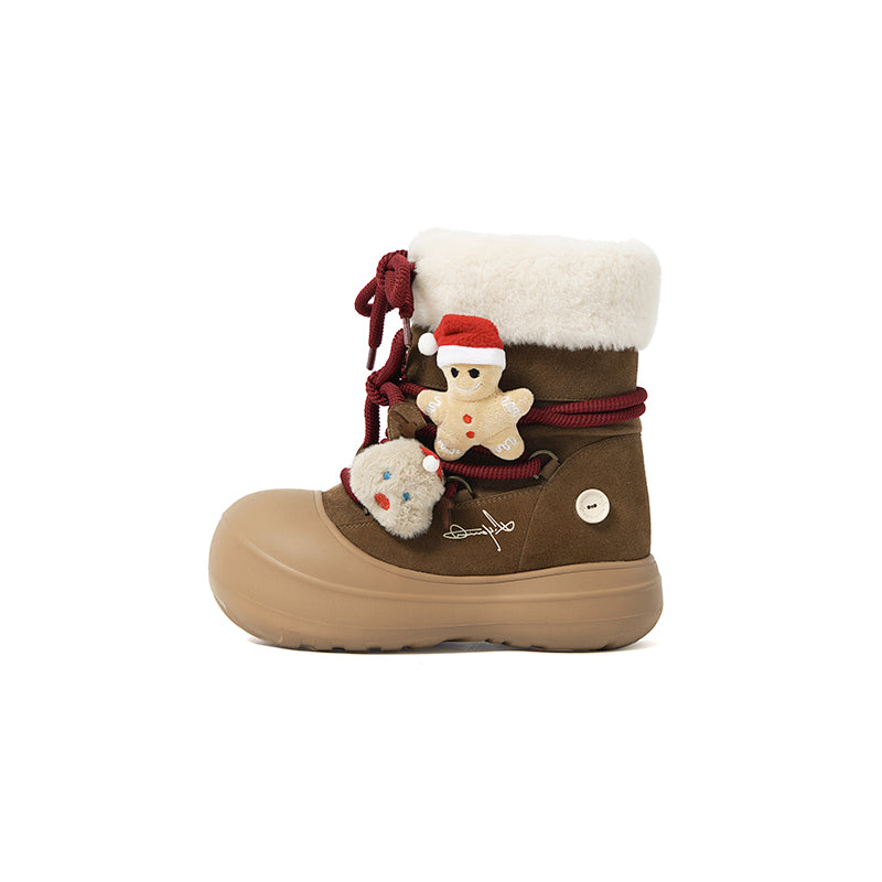 Short Fur Long Tube Snow Boots Christmas Edition