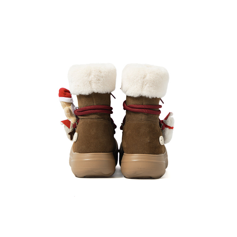 Short Fur Long Tube Snow Boots Christmas Edition