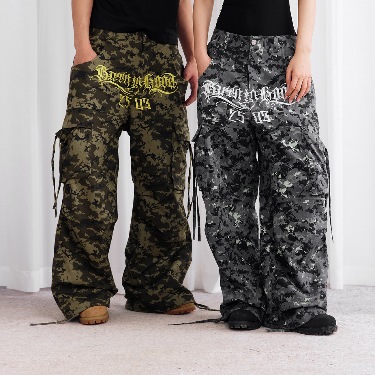Burnin* "2503" Digital Camouflage Wide-Leg Pants - PSYLOS 1, Burnin* "2503" Digital Camouflage Wide-Leg Pants, Pants, Burnin, PSYLOS 1